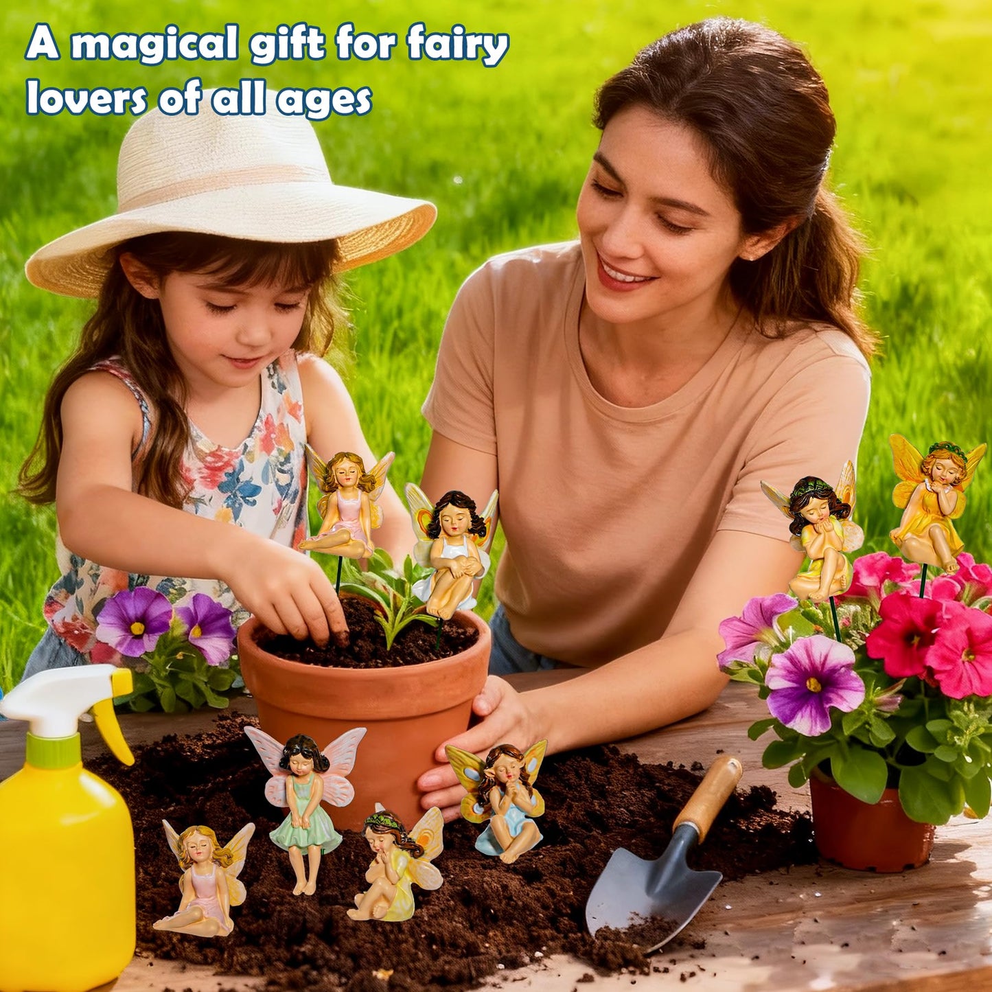 U WONDERFUL Miniature Fairy Figurines - 6Pcs Mini Fairies for Fairy Garden & Tiny Elf Garden Accessories for Home Outdoor Yard Lawn Supplies Flower Pot Decor
