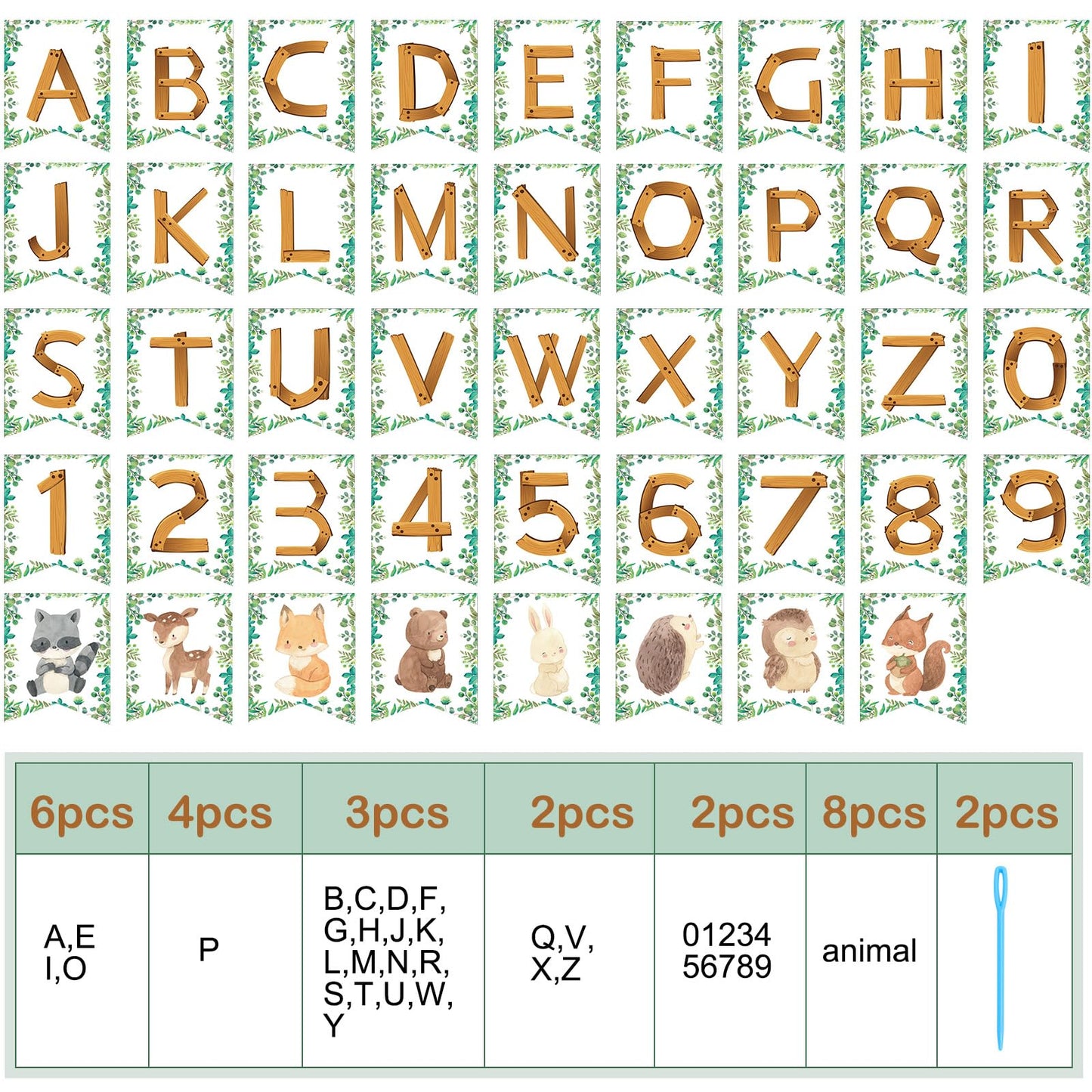 Motiskyy 115 Pcs Woodland Baby Shower Banners Kit DIY Woodland Party Banner Customizable Forest Animal Letters for Baby Shower Kids Birthday Party Decoration