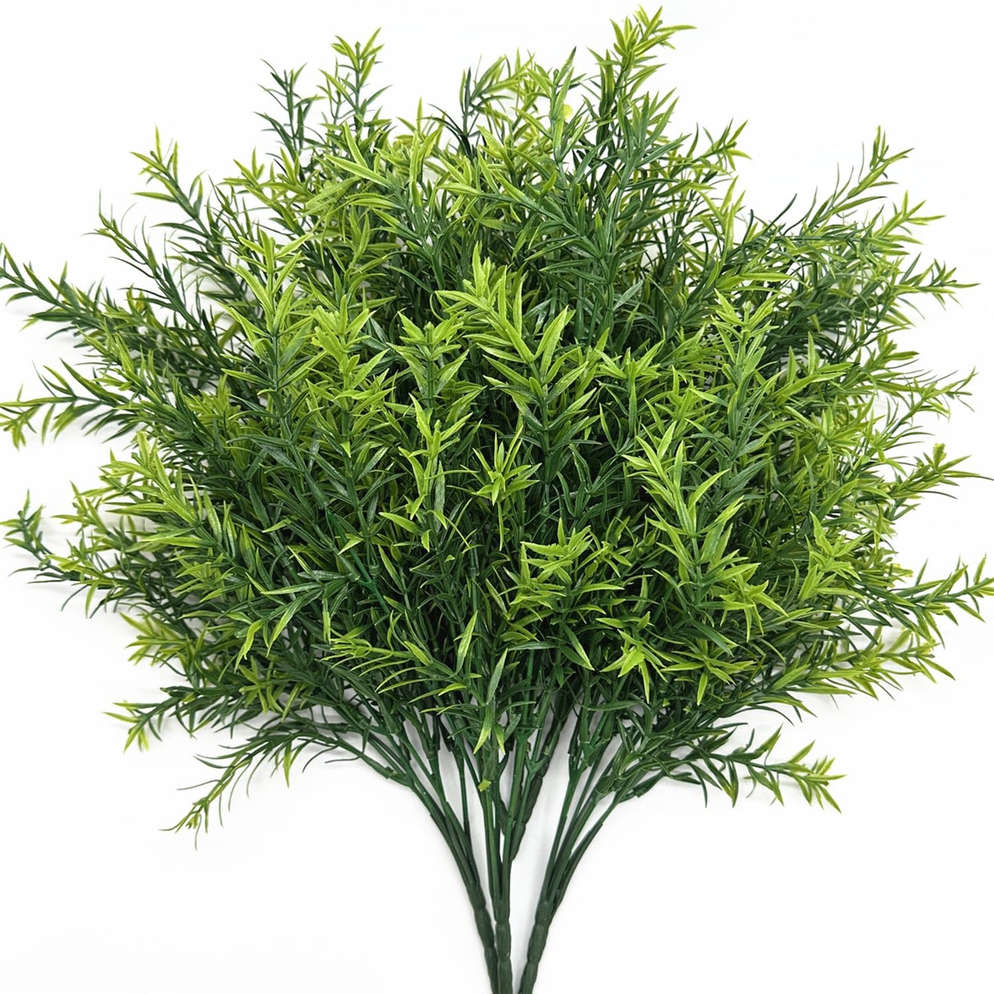 Artificial Rosemary Plants, Fake Plant Bushes Plastic Greenery Grass Faux Shrubs for Home Decor Kitchen Bathroom Farmhouse Room Shelf Desk Coffee Table Vase Pot Planter Filler DIY Decorations 6 Pack
