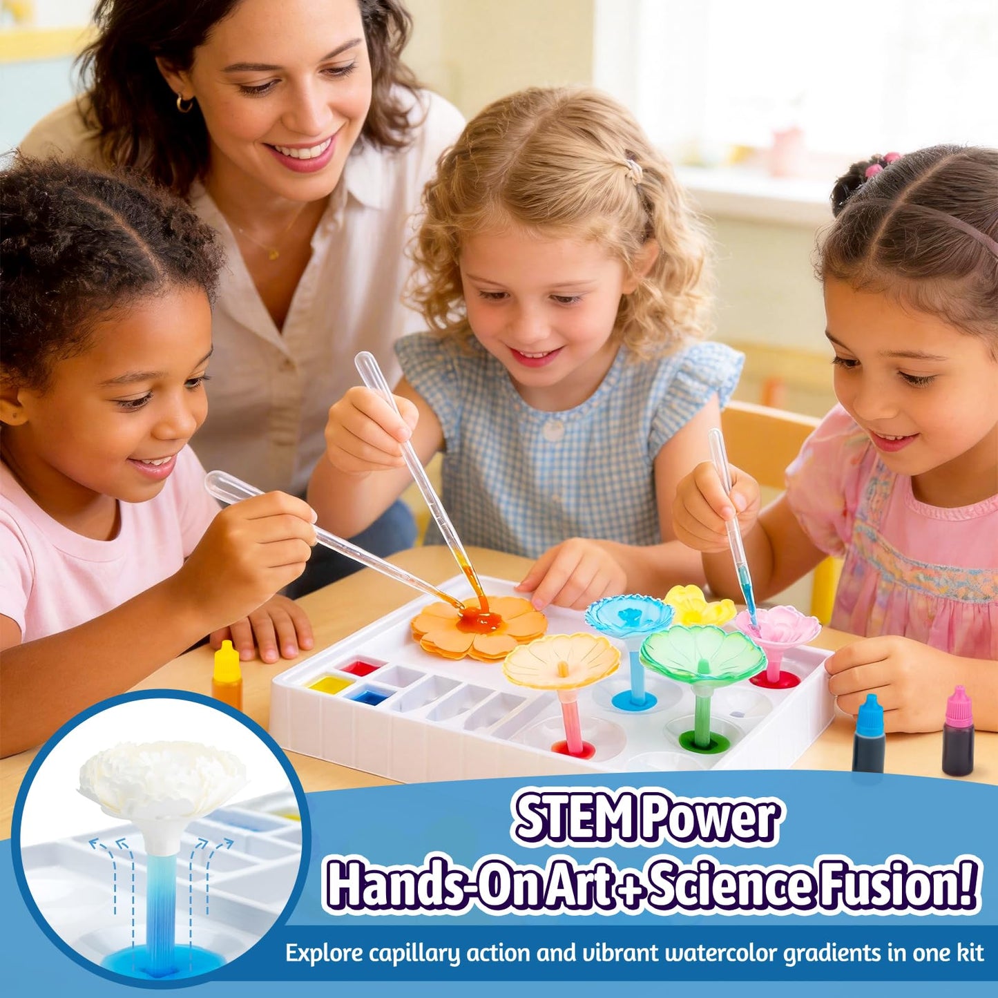 HAPMARS Paper Flowers Science Kit for Kids 4-8 8-12 – DIY Magic Color Changing Paper Flowers Kit,Creative Art STEM Educational Craft Set,Mother's Day Christmas Birthday Gifts,Bouquet Box Included