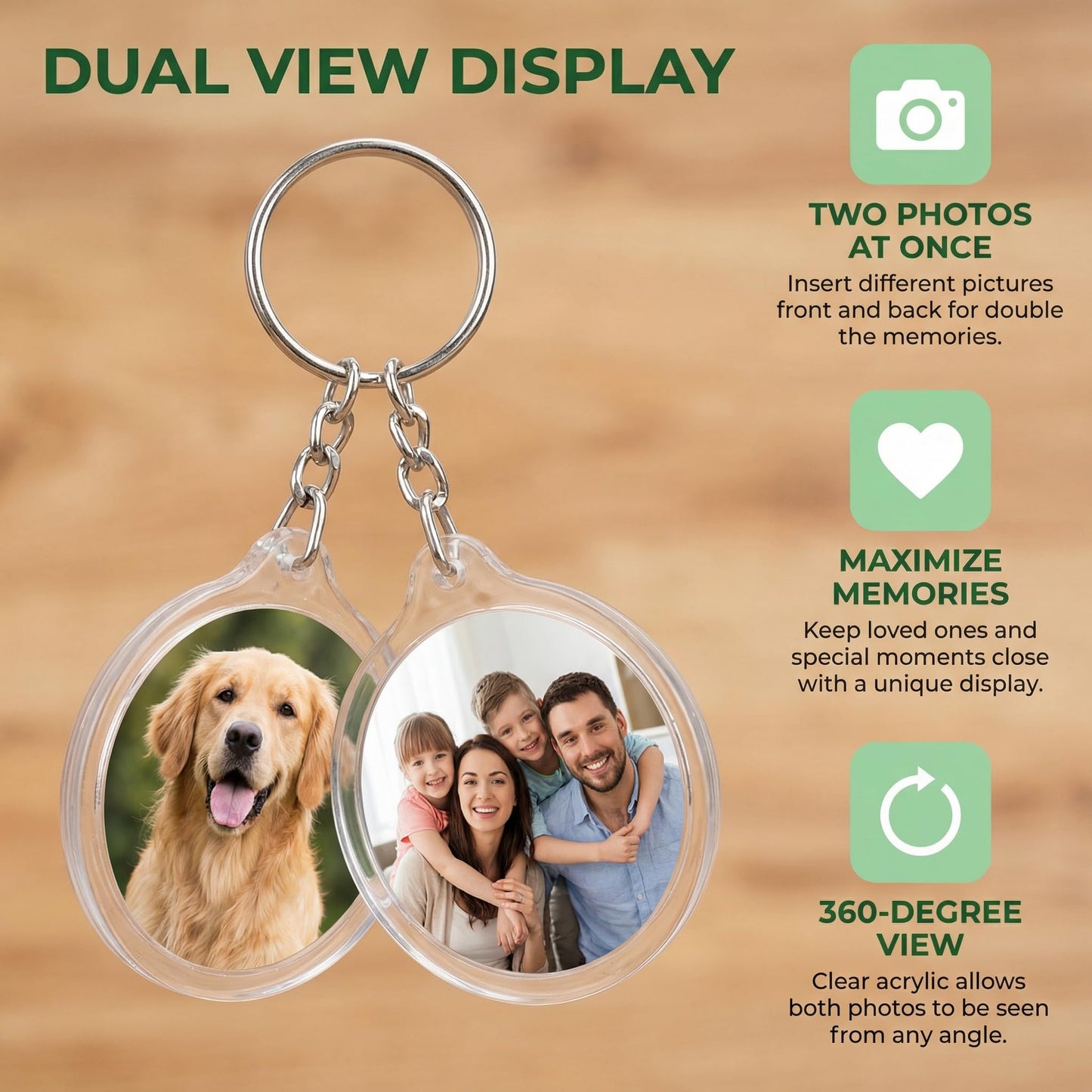 100pcs Circular Acrylic Keychain Blank, Round Clear Photo Keyring Insert for DIY Crafts, Transparent Picture Frame Holder for Wedding Bridal Party Favors & Small Business Branding