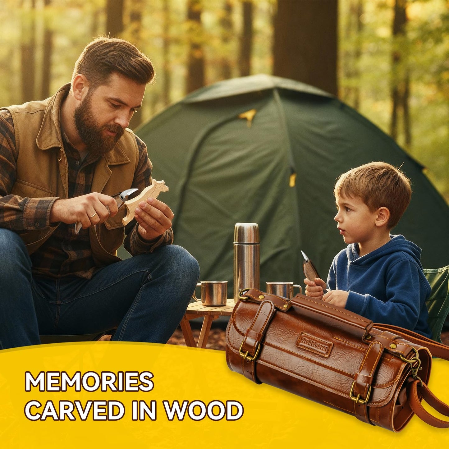 Wood Carving Kit, 33Pcs Wood Carving Tools Set with Thick Leather Storage Bag, Deluxe Wood Carving Set, 6 Wood Carving Knives 8 Chisels 6 Blocks Whittling Kit for Beginners Enthusiasts Kids Gift DIY