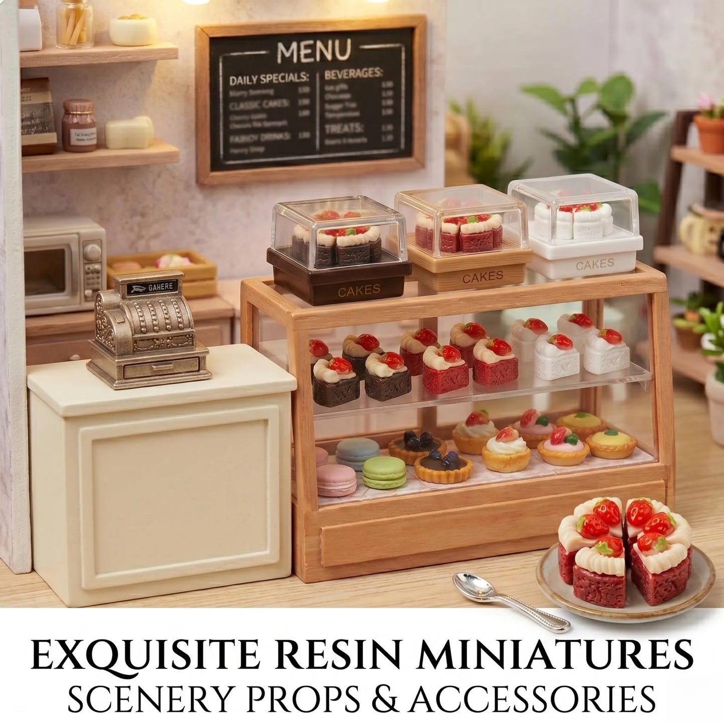 LuvireQC 21Pcs Miniature Strawberry Cake Set - 1:12 Scale Resin Fake Food Charms for Adult Dollhouse Bakery Decor, DIY Craft Kit for Jewelry Making, Phone Case & Scrapbooking, Adult Collectibles