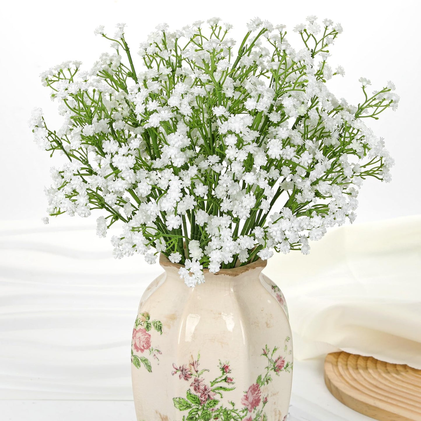 DILATATA 6pcs Artificial Baby’s Breath Flowers, 20" White Silk Gypsophila, Wedding Bouquet, DIY Floral Arrangements, Home Decor, Party Centerpieces, Craft Supplies