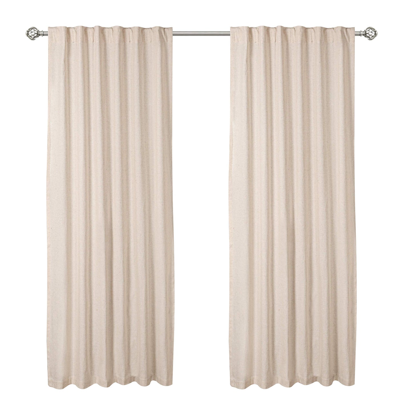 Bedding Craft Natural Taupe Linen Tab Top Curtains – Set of 2, 50x84 Long, Natural Flax Linen Drapes, Window Curtains