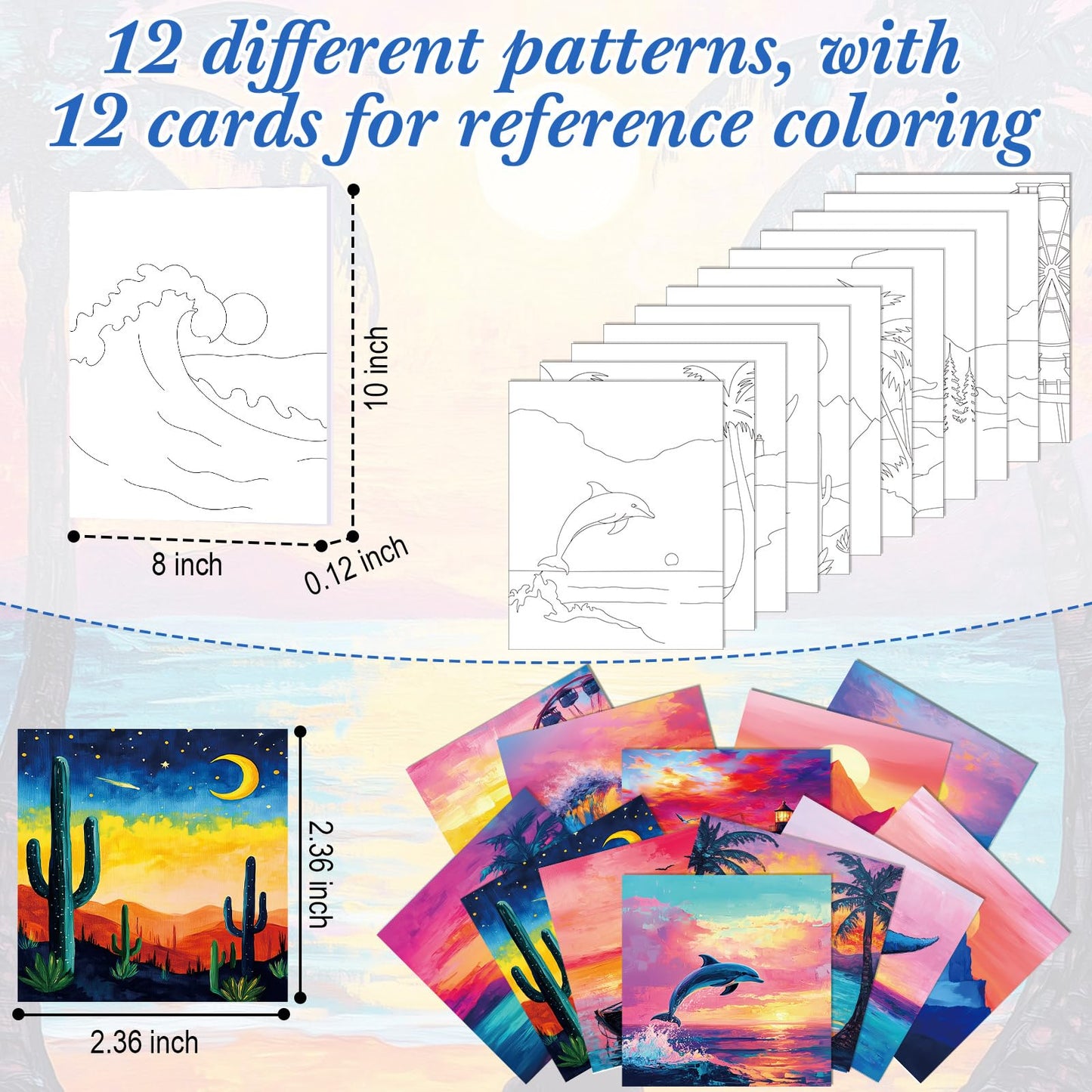Sherr 12 Pcs Pre Drawn Canvas Pre Printed Canvas for Adults Sip and Paint Party Canvases Painting Kit for Summer Easter Mother's Day Party Favor(Beautiful Scenery,8 x 10 Inch)