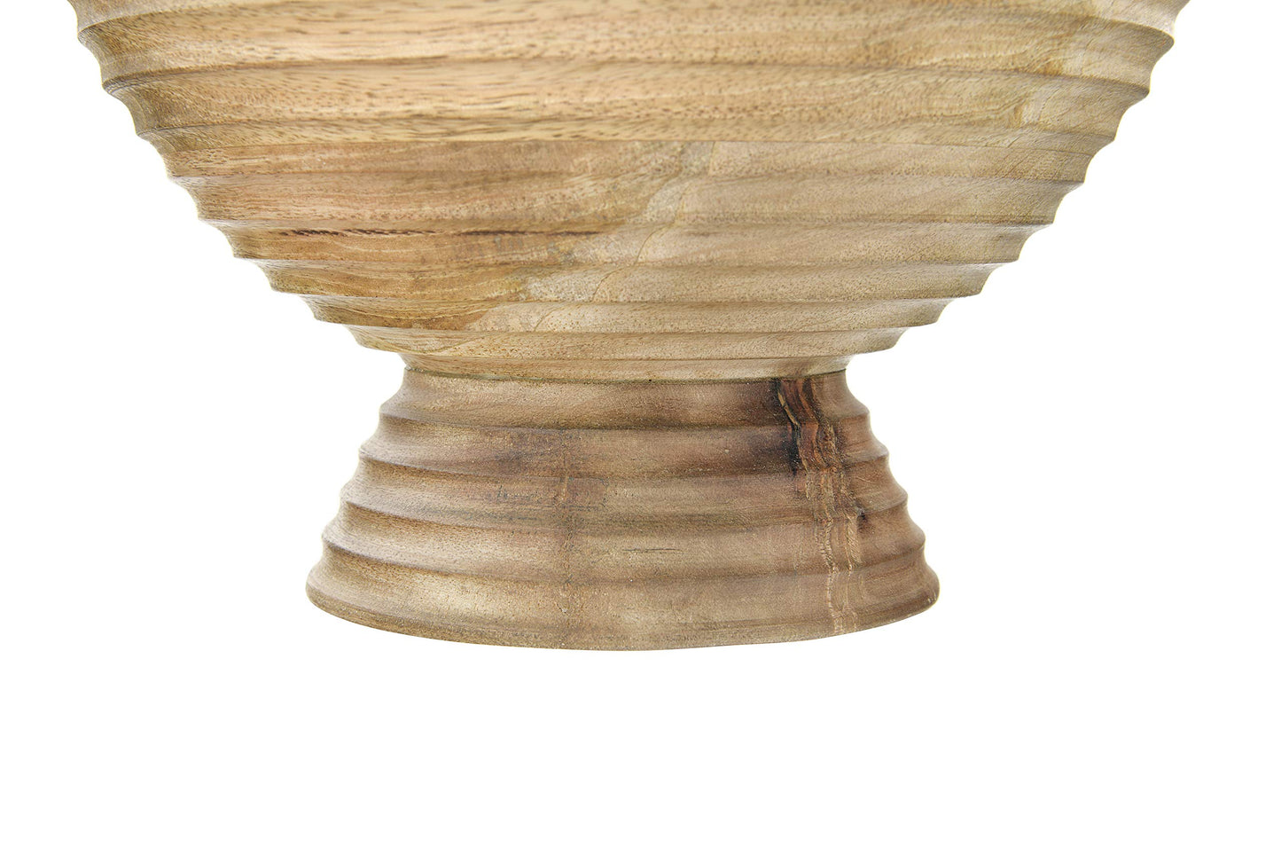 Creative Co-Op Ridged Mango Wood Footed Bowl, Brown