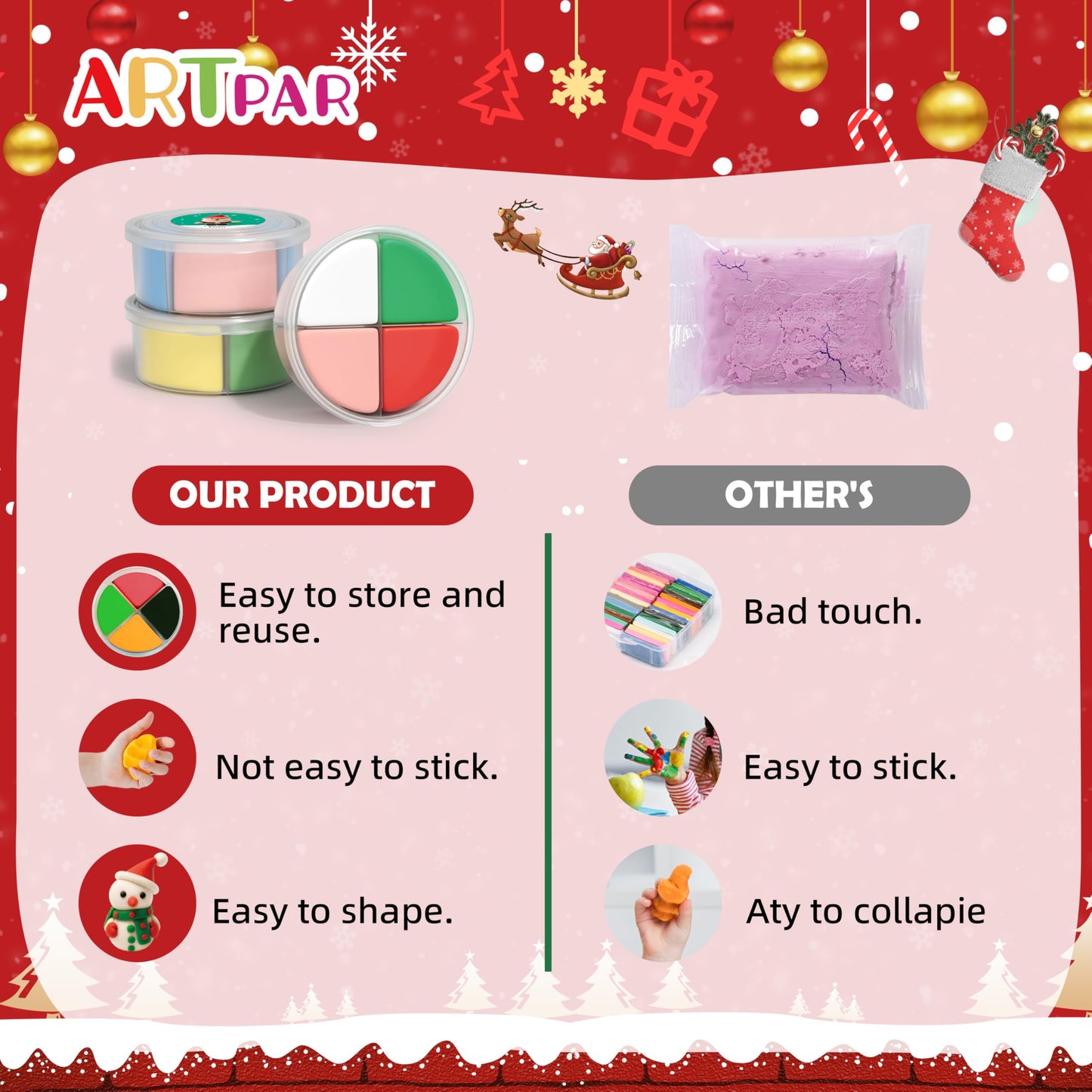 ARTPAR Air Dry Clay Kit for Kids,Christmas Crafts Supplies,12 Boxes Modeling Magic Clay Kit with Sculpting Tools Tutorials,Xmas Snowman Holiday Party Decor Gifts for Boys & Girls Age 3-12 Years