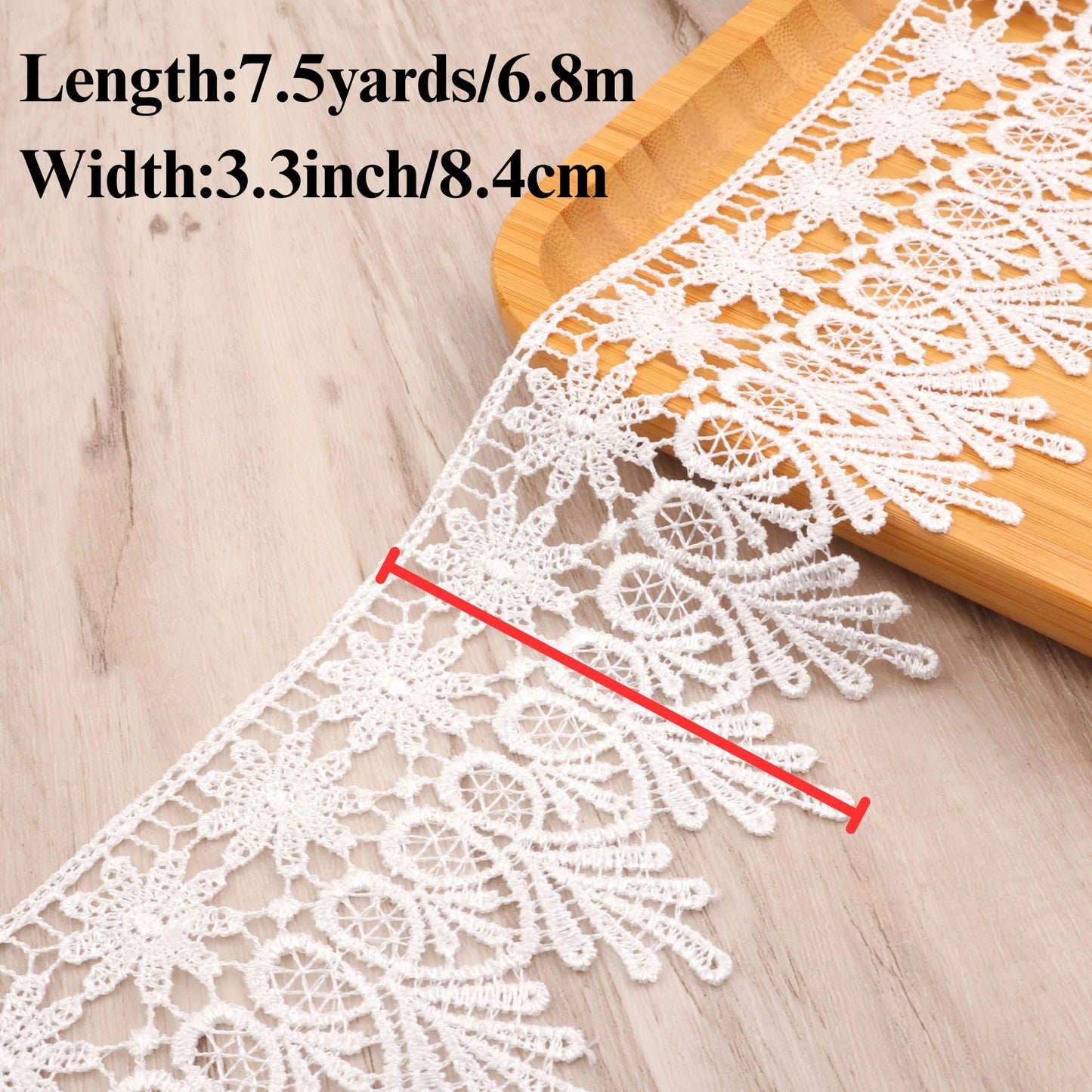 Green Lace Trim 7.5 Yards Wide Embroidered Floral Trim Edge Venise Lace Ribbon for Wedding Dress Crafting, Costume Design, DIY Apparel Embellishment, Home Decor