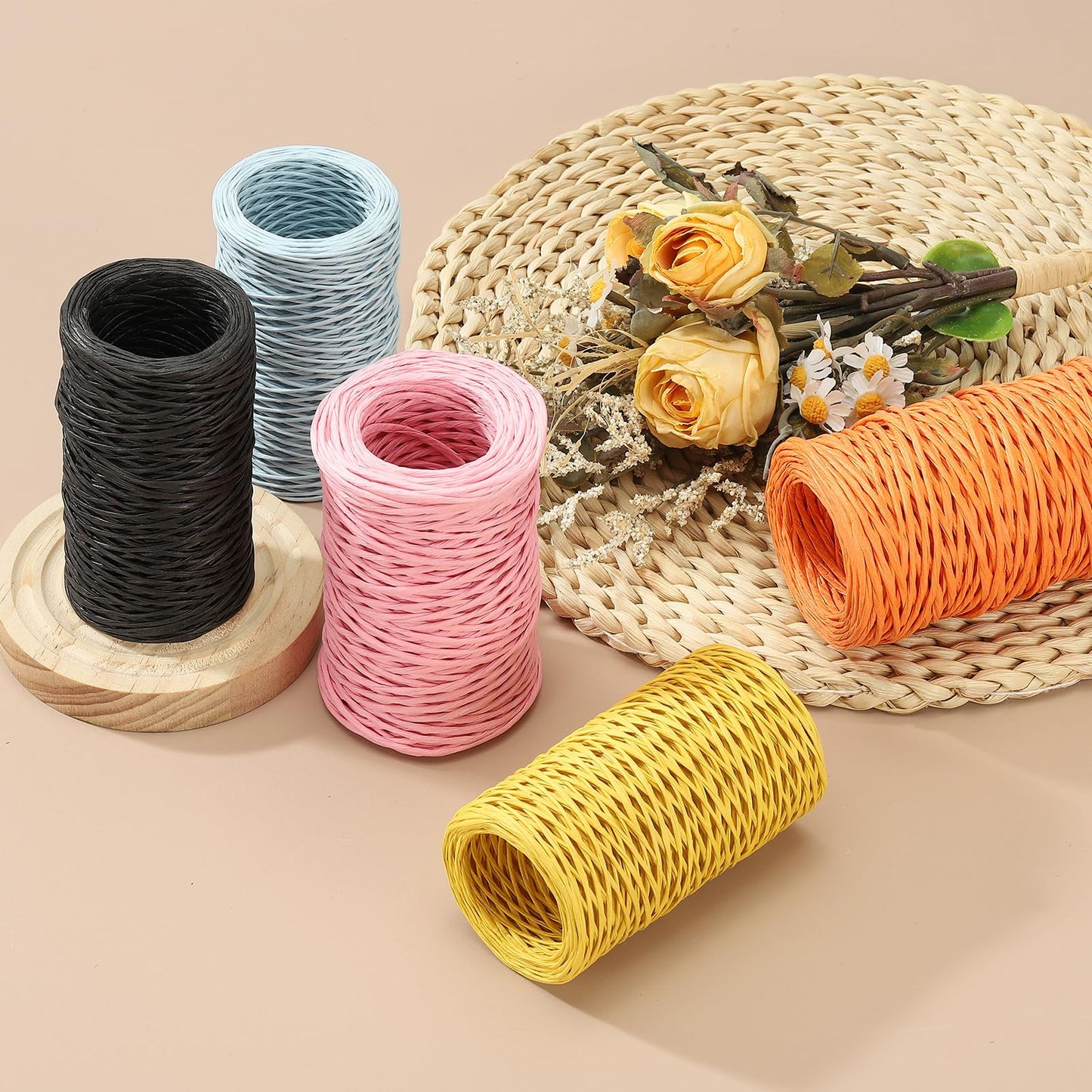 uxcell 55 Yards Floral Bind Wire Wrap Twine, 2mm Floral Wire Vine Bind Wire Rustic Craft Wire for DIY Projects Flower Bouquet Making Wreath Gift Wrapping Wedding Decoration, Yellow