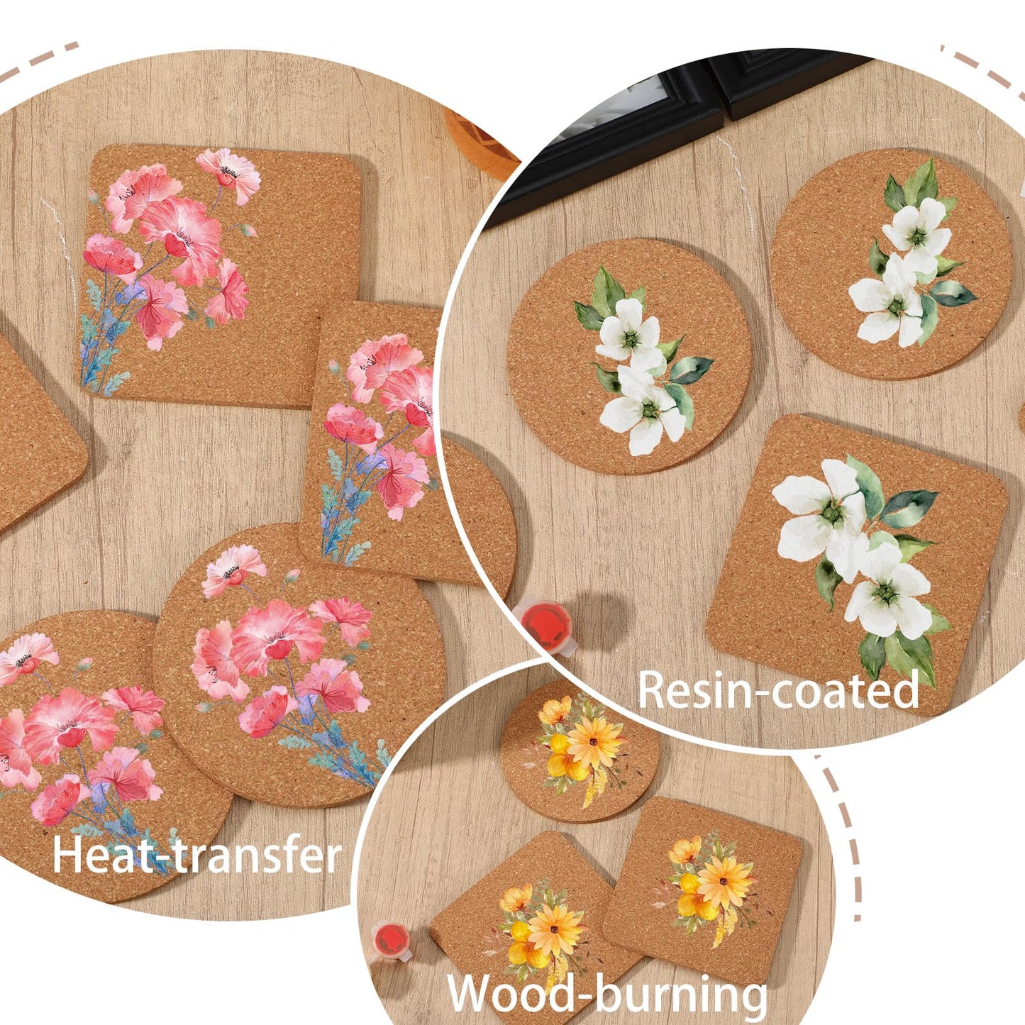 80 Pieces Cork Coasters for Drinks, Thicken Absorbent Blank Coasters for DIY Crafts Laser Engraving Sublimation Wood Burning Plants Painting Housewarming Gifts Wedding Education, 4 Inch