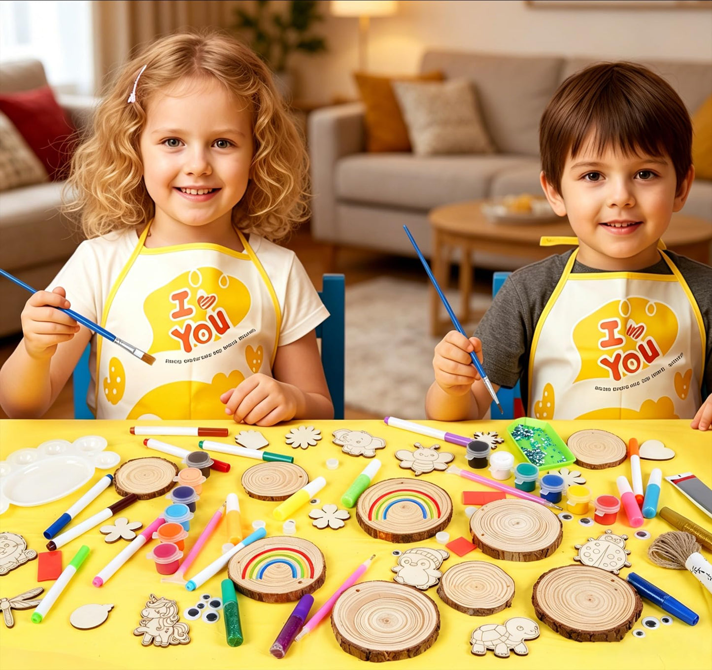 Timburst Unfinished Wood Slices Ornaments, 171pcs All-in-One Kids Painting Crafts, Glow in the Dark Wooden Craft Kit with Pre-Drilled Holes, Arts and Crafts for Girls Boys Ages 6+ Birthday Gift