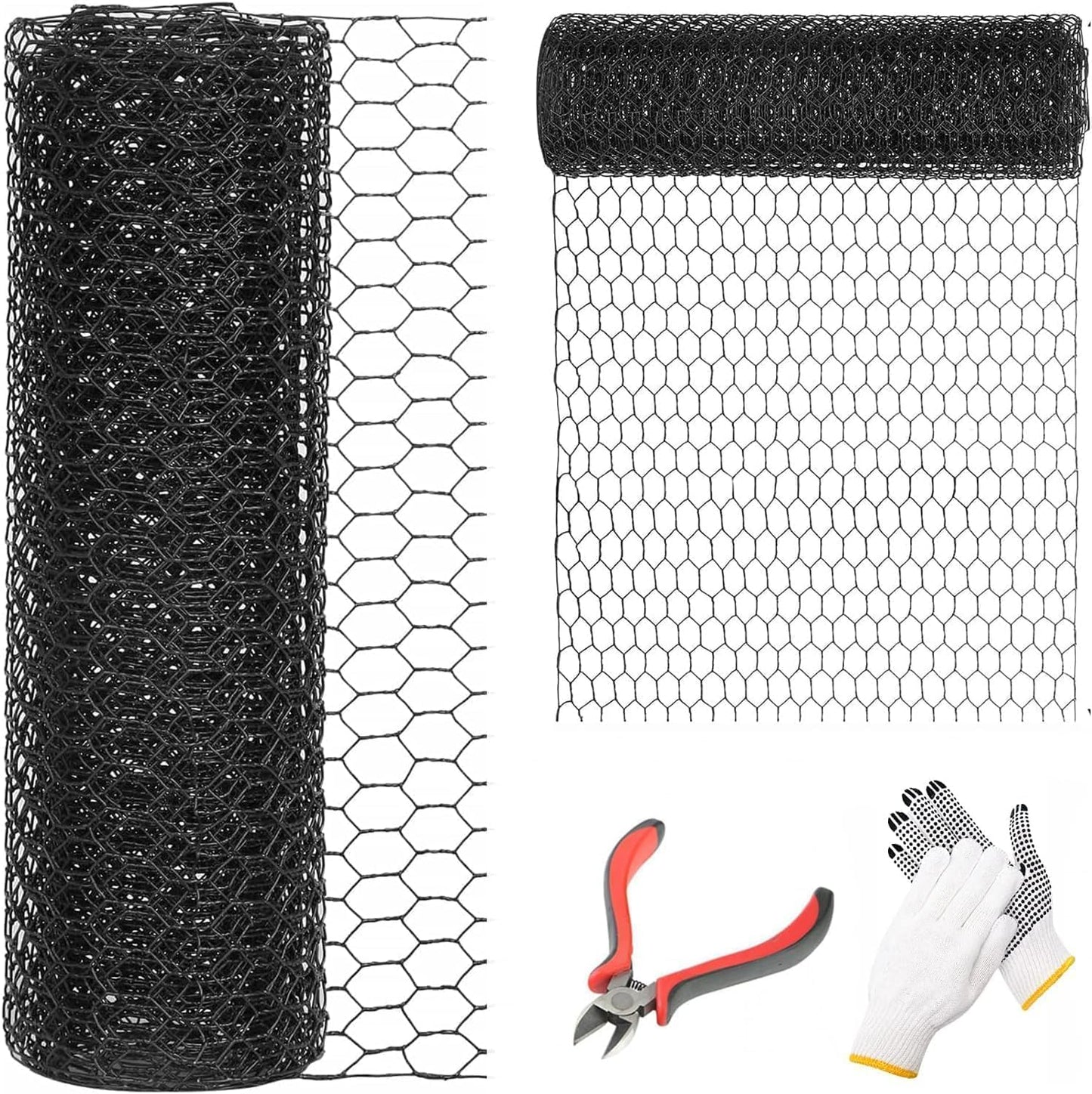 DOLEMODUO 72'' x 100' Black Chicken Wire Mesh Fence, 15 Gauge Poultry Netting and 2 inch Mesh Fence Roll, Chicken Wire for Floral Arrangements/Crafts/Farm/Livestock/Pet Protection