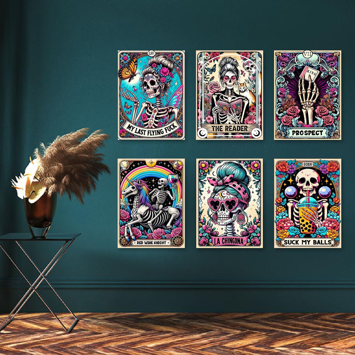 LWZAYS 6 Packs DIY Skull Diamond Painting Kits for Adults, Halloween Skull Tarot Diamond Art Kits for Beginners, Full Round Dots Diamond Arts and Crafts for Home Wall Decor Gifts(12x16 inch)