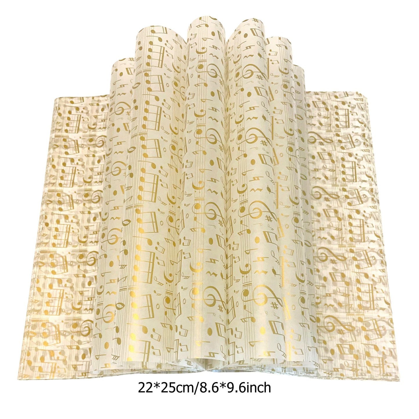Suiwen 150 Gold and White Music Note Patterned Wax Paper, Food Picnic Greaseproof Paper, Waterproof Dry Hamburger Liners Wrapping Tissue for Plastic Food Basket