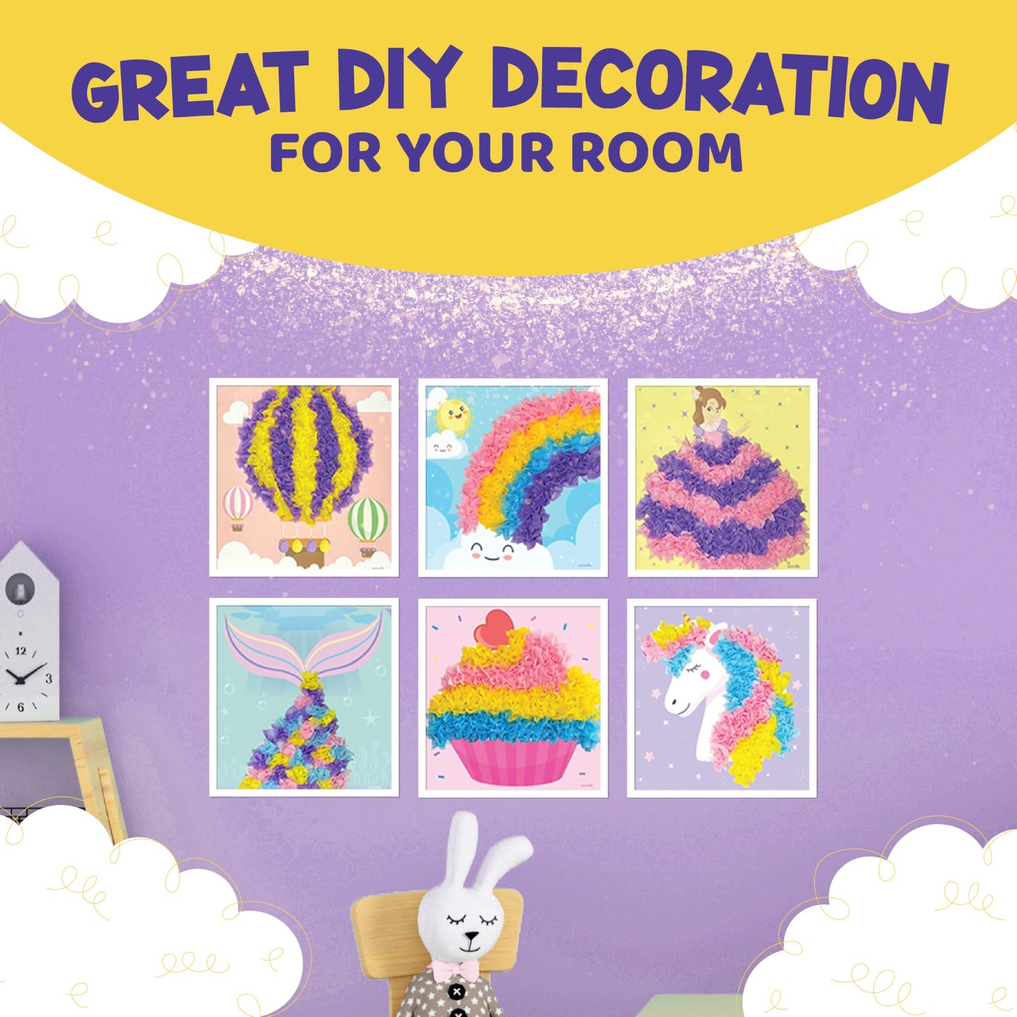 jackinthebox Poke Poke Art – Magical Theme, Mess-Free Fabric Art and Craft, Flower Pressing Kits, Gift for Kids, Girl Gifts, DIY Activity Boy Gift, Best Gift for Girls and Boys Ages 4 5 6 7 8
