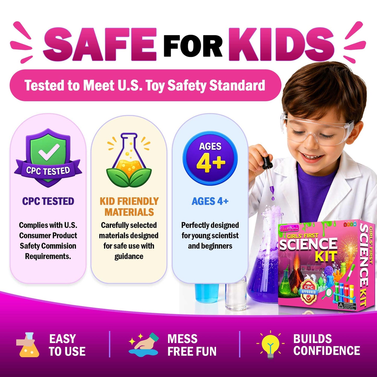 Jim&Gloria Science Kits for Kids Age 5-7 8-12 Year Old Birthday Gifts for Girls, Craft Supplies, Learning & Educational Toys, Stem Toys, Chemistry Set, Science Experiments for Kids Volcano Projects