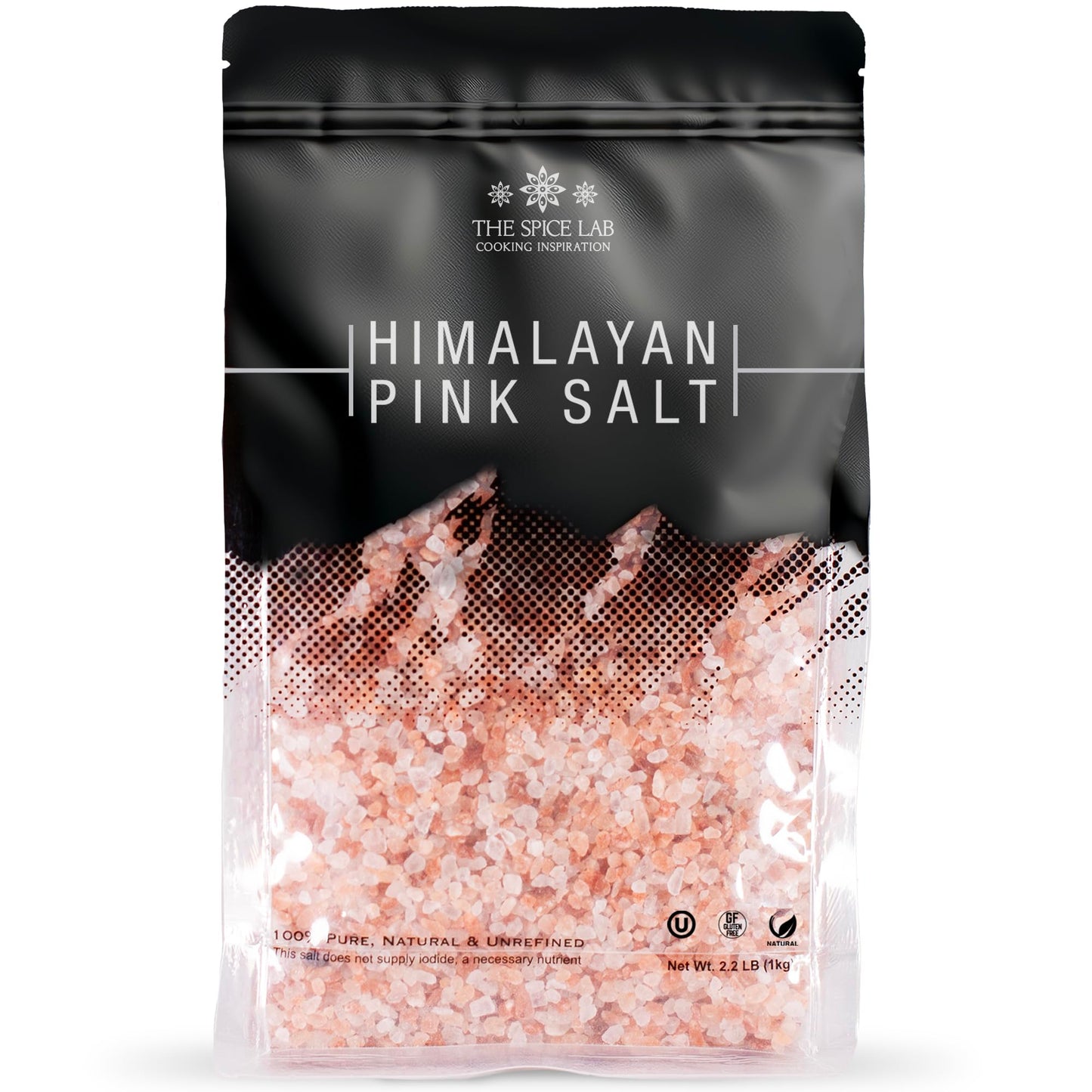 Pink Himalayan Salt - (Coarse Grain) - 2.2 lb Bag - All Purpose Cooking & Grinder Salt - Our Salt will work in a Salt Mill or Salt Grinder - Non GMO, OU Kosher Sea Salt - Nutrient and Mineral Dense for Health - 100% Certified & Tested. By The Spice Lab