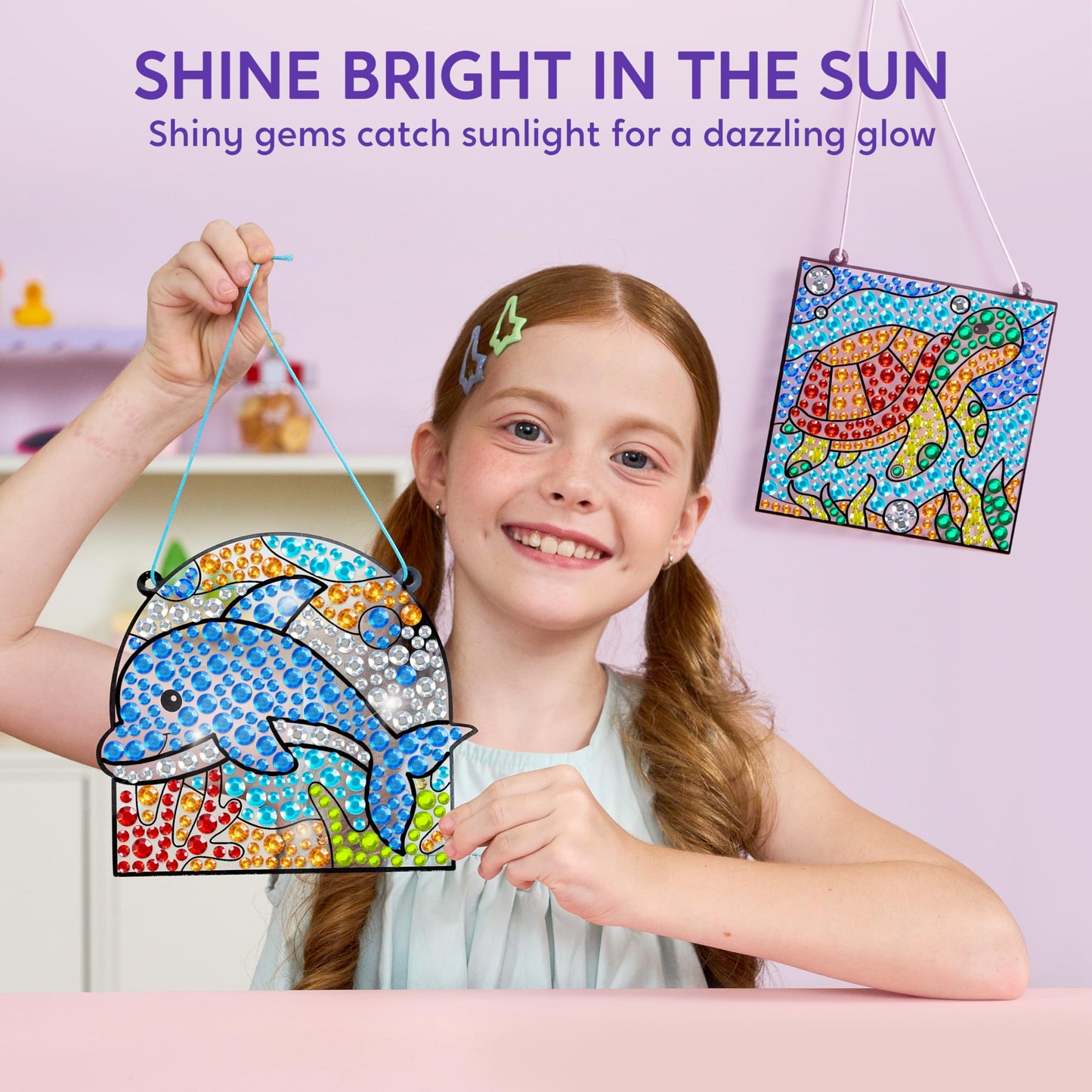 Klever Kits Diamond Art Kits for Kids, 4PCS Gem Painting Kit, Window Art Suncatchers Mosaic Kits Crafts for Girls Boy Birthday Gifts Toys Age 6+