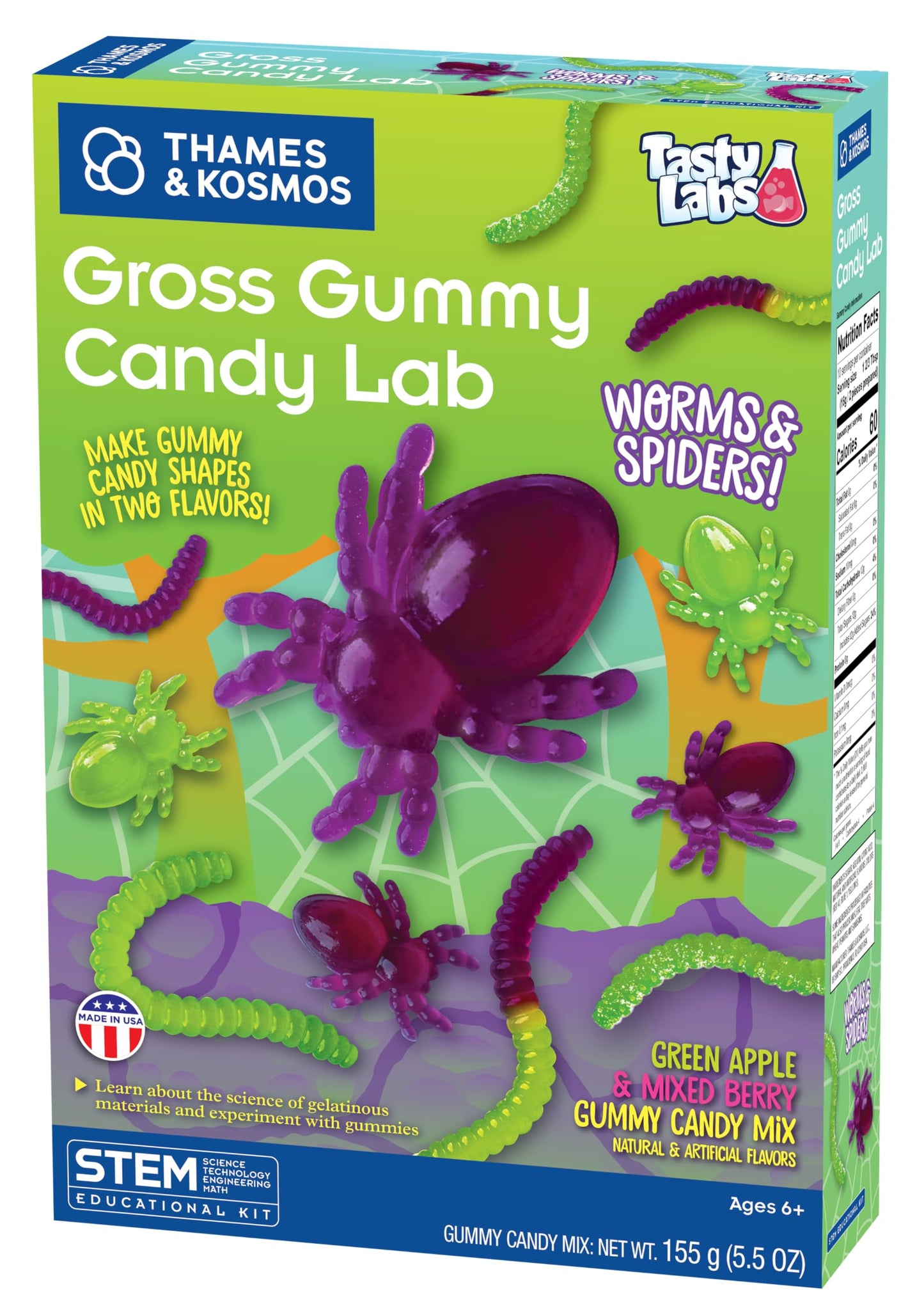 Thames & Kosmos Gross Gummy Candy Lab Worms & Spiders V2.0, Tasty Labs STEM Experiment Kit, Make Yummy Gummy Candies in Creepy Shapes, Explore Chemistry, Made in USA, Food Ingredients Included