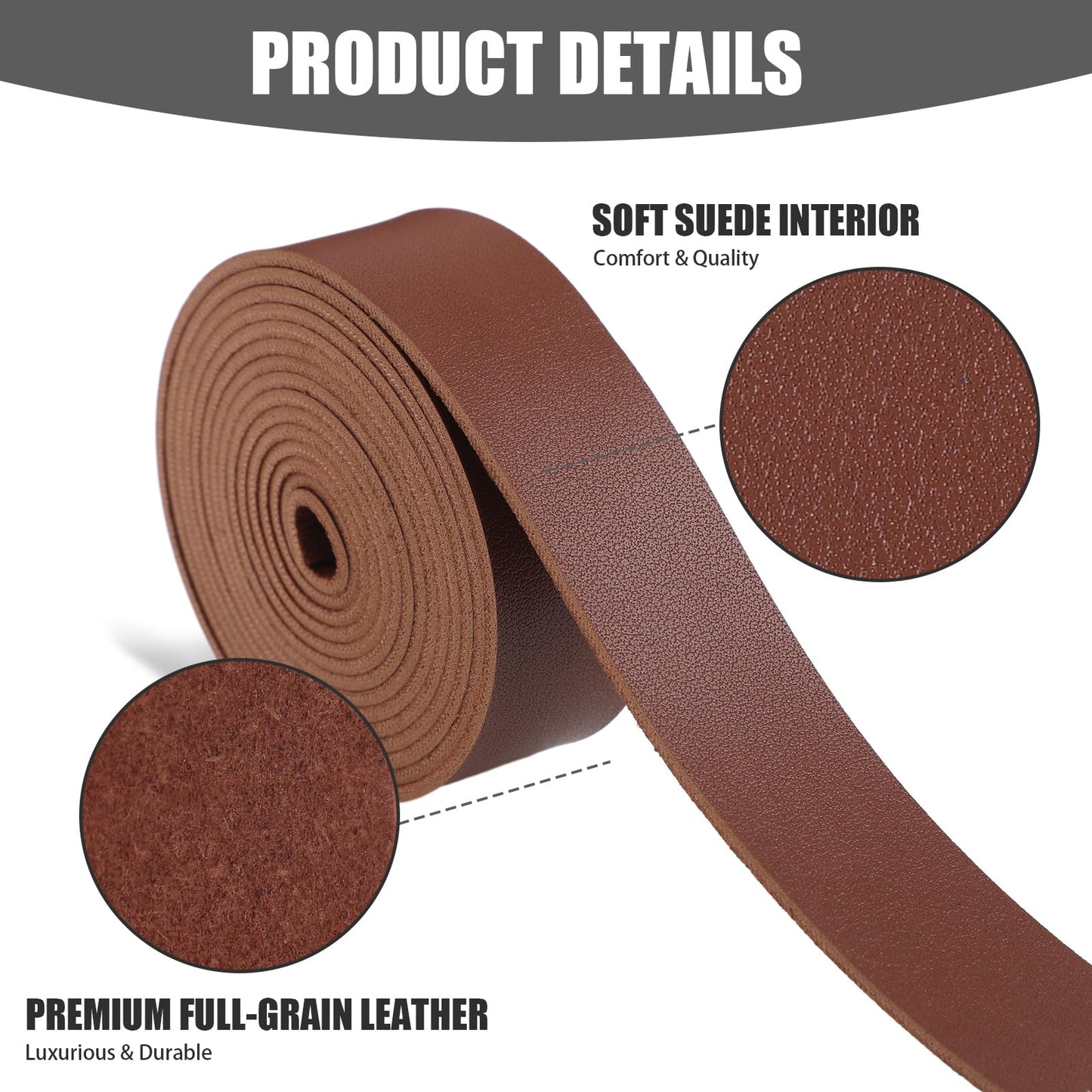 363 Pcs Faux Leather for Crafts Kit 140 Inches Leather Straps Flat with Wide 360 Rivets and 1 Double Rivet Tubular Setting Tool for DIY Bags Craft Repairs Decoration(Red Brown,1inch 2 Inch)
