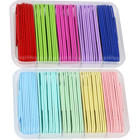 ZHUNBABA 100 PCS Large Multicolored Stainless Steel Paper Clips, 50mm, Assorted Colors, Environmentally Friendly, PVC Free, Color-Coded, Durable, Rust-Resistant
