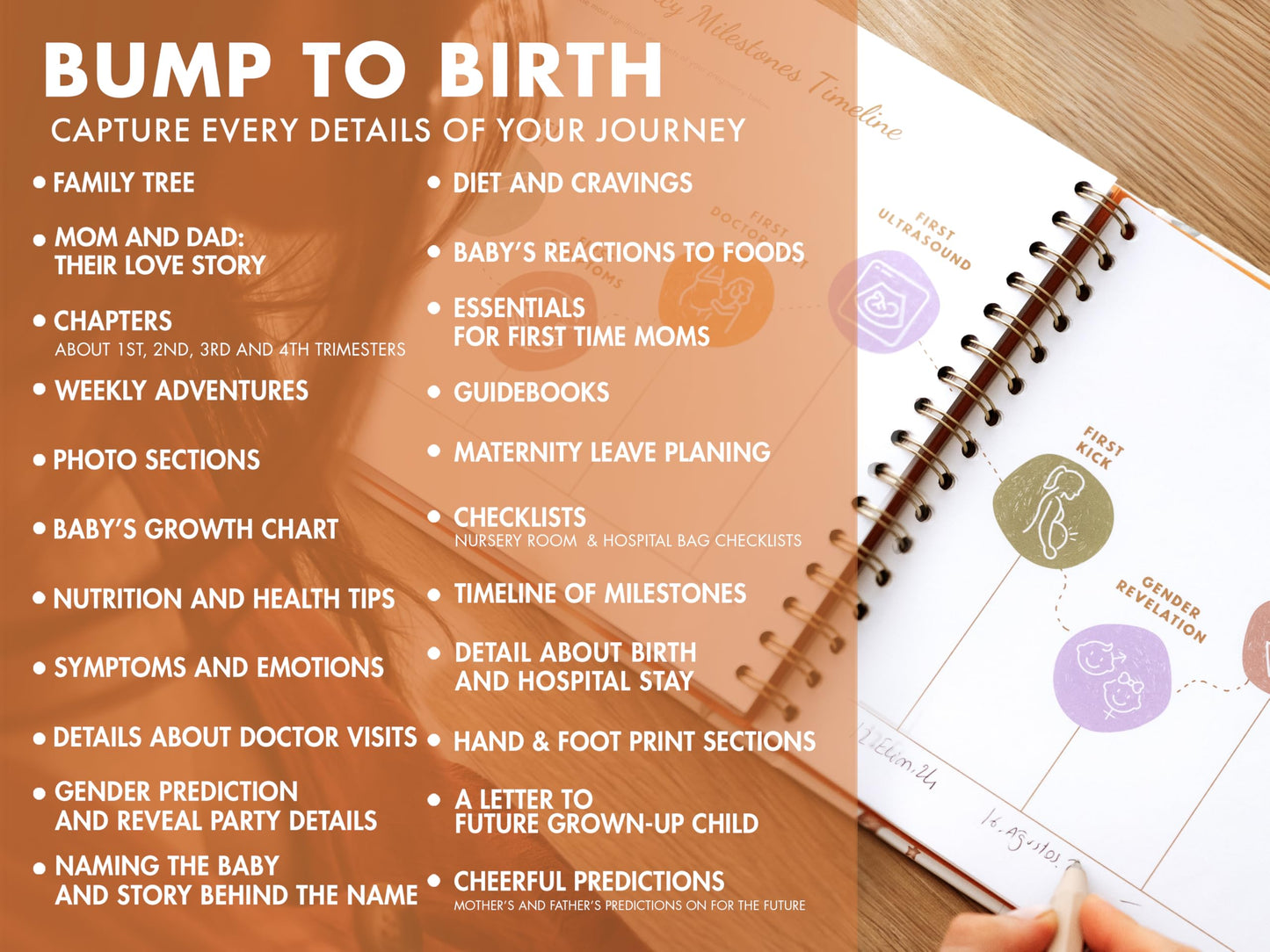 Pregnancy Journal for First Time Moms, Baby Essentials Memory Book Gift Set, All-in-One Keepsake Box with Wax Seal Kit and Footprint Kit, Elegant Baby Scrapbook with Photo Album, Bump to Birth