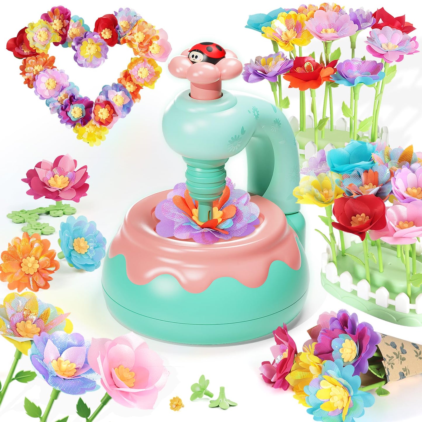Euclidean Cube Flower Bouquet Making Kit, DIY Flower Bouquets Craft Toys for Kids, Arts & Crafts Educational Activity Set for Girls Toddler, Birthday Gift for 4 5 6 7 8+ Year Old Girls and Boys