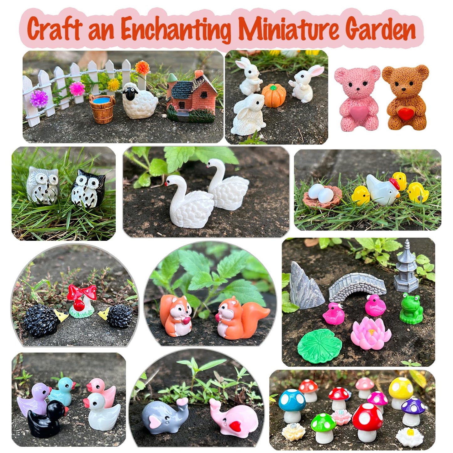 PE.WELLWOO Fairy Garden Accessories 103 PCS Fairy Garden Decor & Terrarium Decor Supplies for Potted Landscape Fairy Garden Kit for Room Decorations