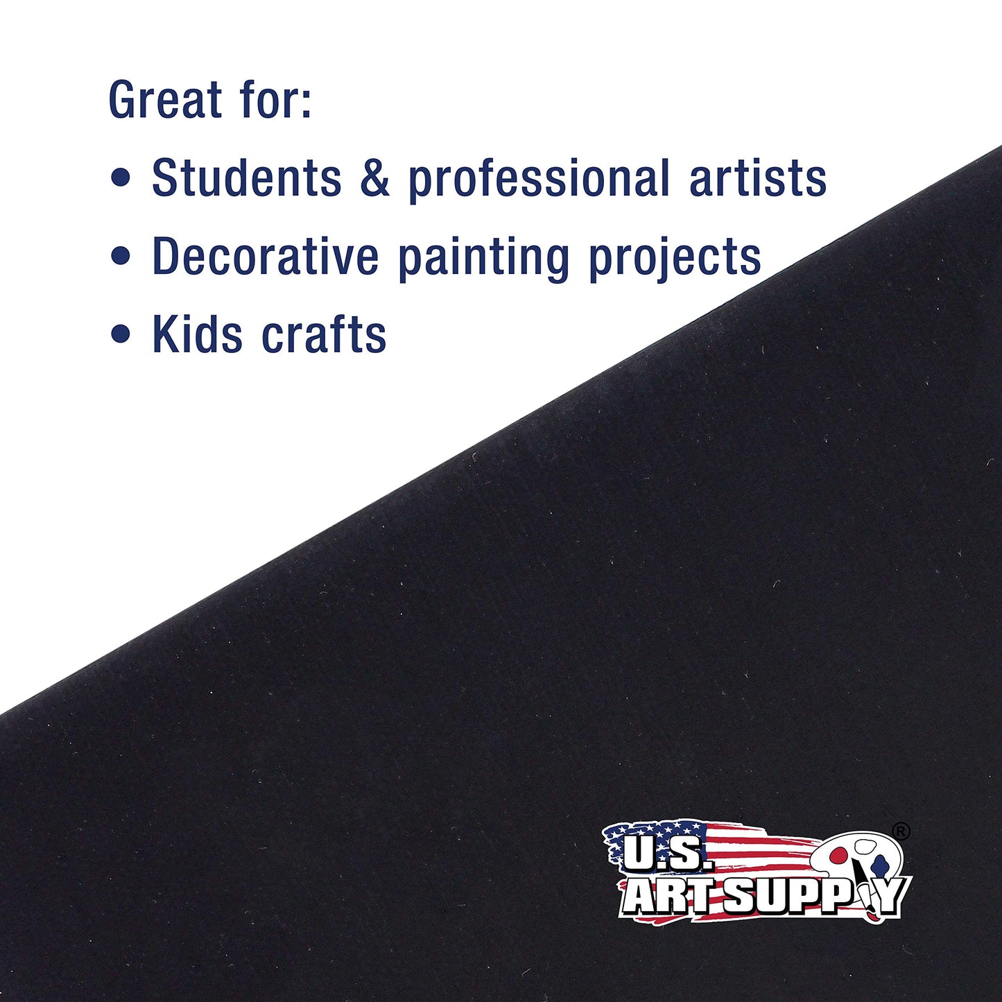 U.S. Art Supply 16 X 20 Inch Black Art Canvas Board Panels 6 Pack - 8 Ounce Heavyweight Cotton Acid Free Canvases for Painting Acrylics and Watercolor (1 Case of 6 Single Canvas Painting Panels)