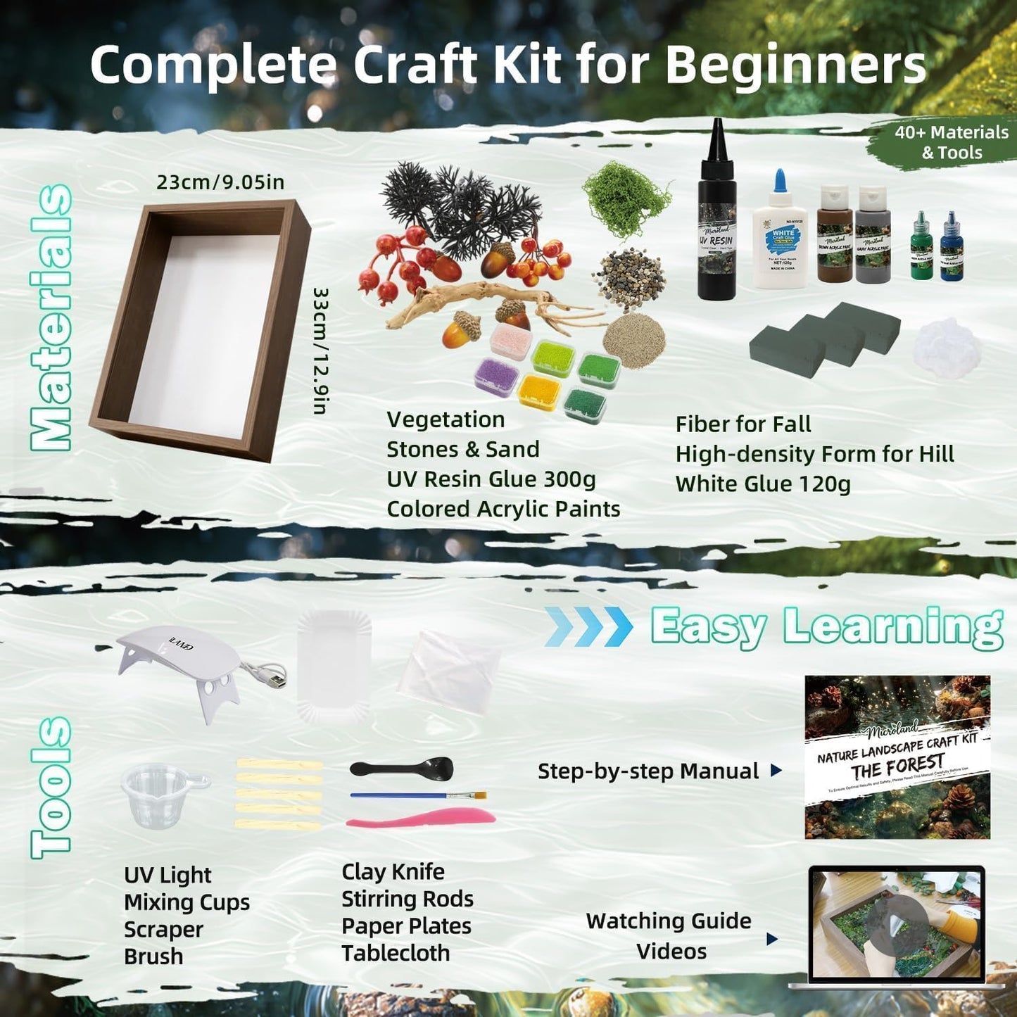 Microland Calming Craft Kits for Adults DIY Zen Forest Landscape Resin Craft Kit Fun Creative Crafting Set for Teens Women Relaxing Adult Activities on Ladies Night Crafty Artist Gift for Mom Birthday