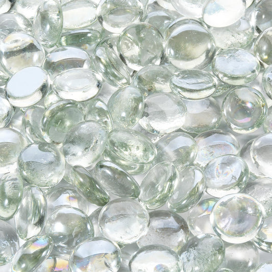vchin 10 Pounds Firepit Glass, 3/4 Inch Glass Beads, Rocks for Fire Pit Table, Fireplace and Fire Bowl, Crystal Luster