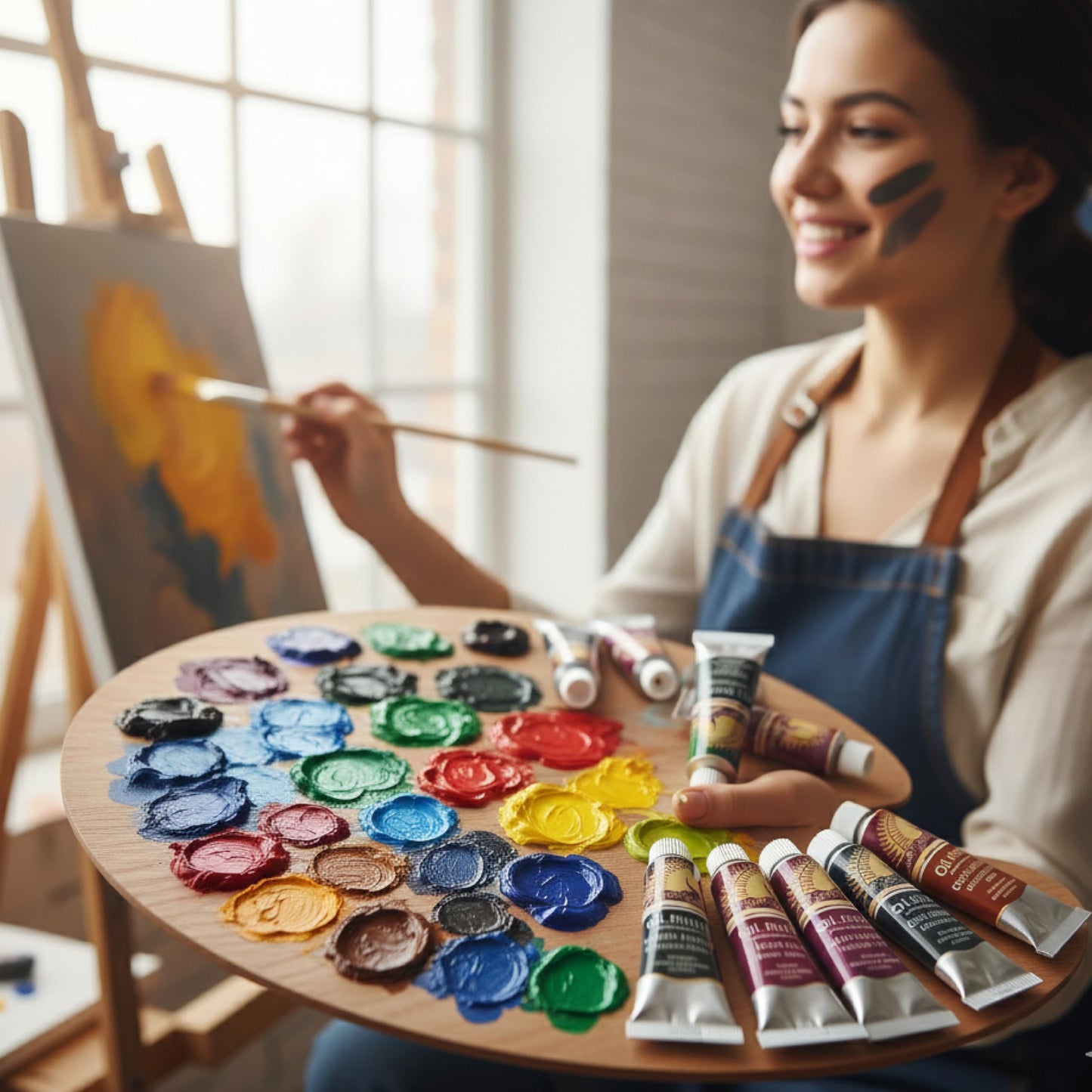 MyArtscape Oil Paint Set, 12 Colors, 12 x 0.4 fl oz (12 ml) Tubes, Lightfast Heavy Body High Pigment Oil Paints, Non Fading Vibrant Colors, Artist Quality Professional Painting Supplies