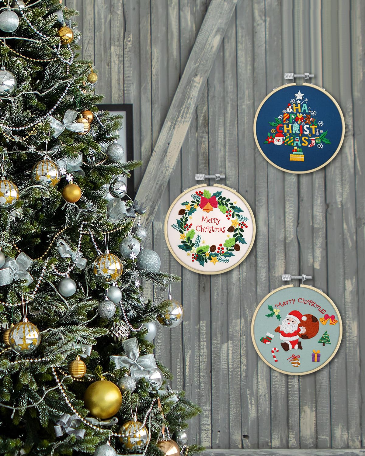 TINDTOP 8 Pieces 3 Inch Embroidery Hoops, Bamboo Frame Circle Cross Stitch Hoop Ring Embroidery Hoops Set for Embroidery and Cross Stitch