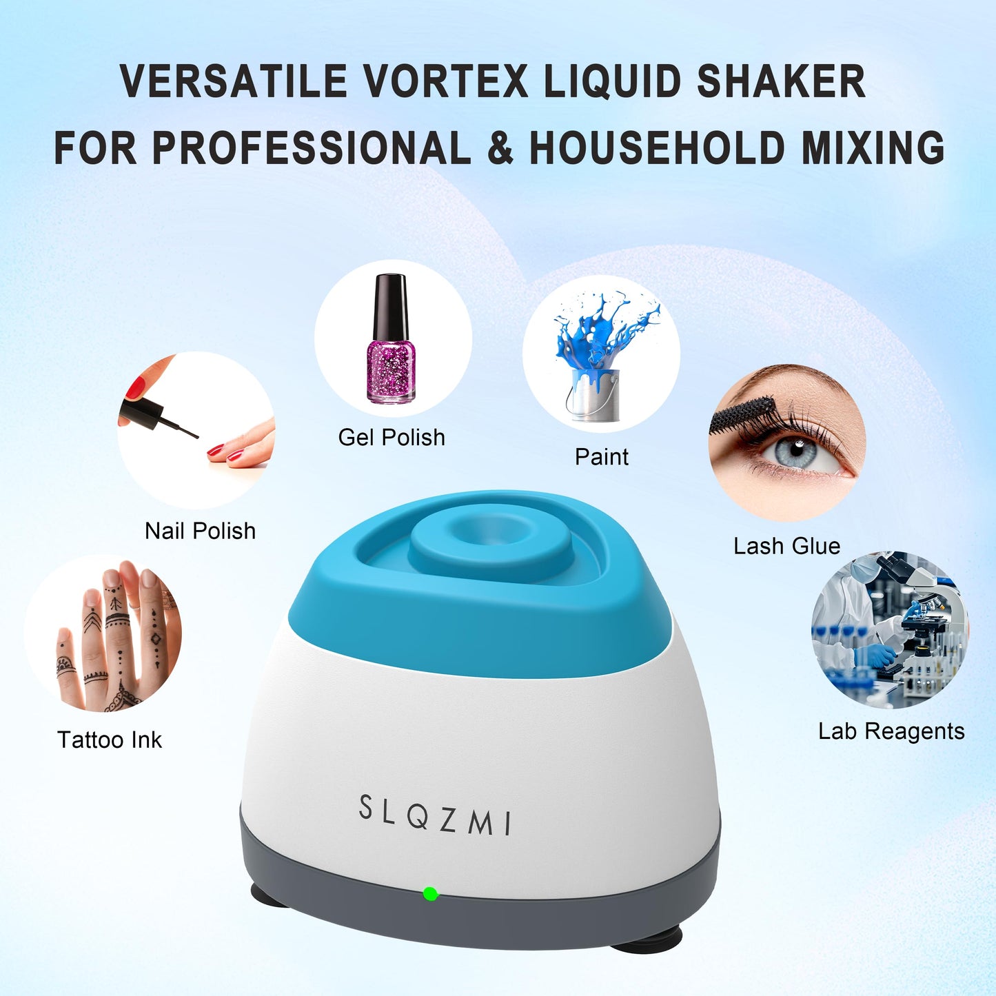 Mini Vortex Mixer, Nail Polish Shaker, Paint Shaker & Paint Mixer for Gel Polish, Acrylic Paints, Eyelash Adhesives, Tattoo Ink, Lab Vortex Mixer for Centrifuge Tubes and Test Tubes (Blue)