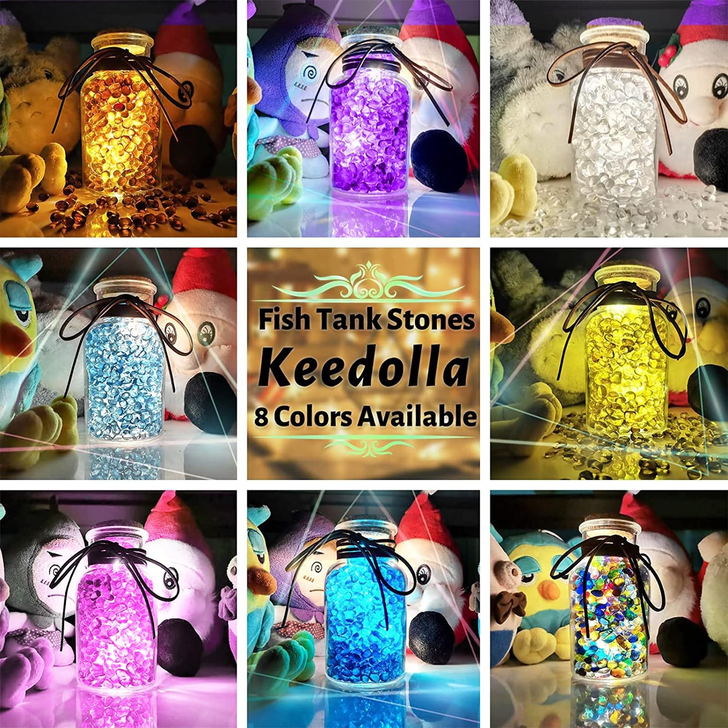 Keedolla Purple Aquarium Glass Pebbles Stones, 3 LB Aquarium Decorative Stones Fish Bowl Rocks Gravel for Betta Fish Tank, Vase Filler, Succulent Plants Decor