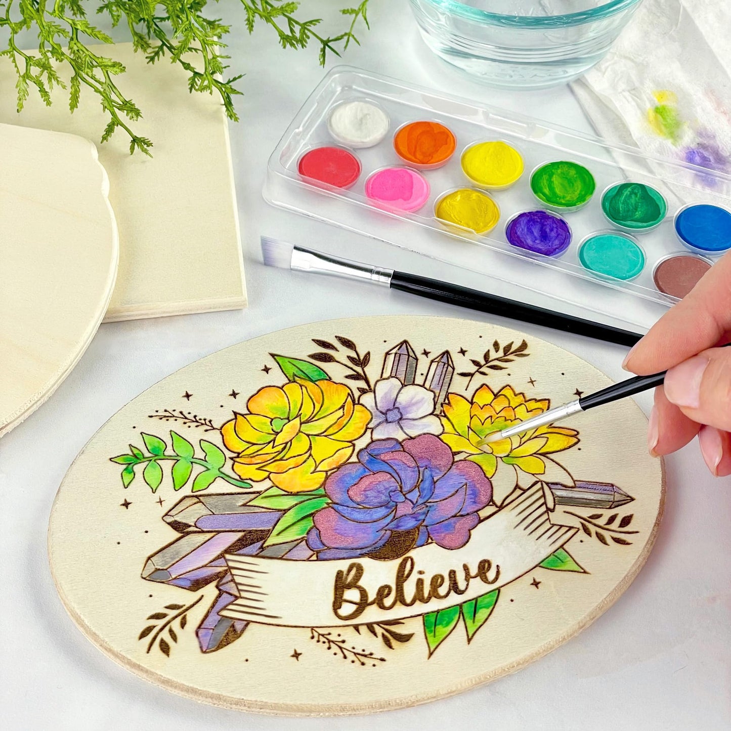 ArtSkills Wood Burning Kit for Beginners, Deluxe Pyrography Wood Engraving Art Set with Burner Pen, Stencils, Watercolor Paints, DIY Tools for Adults and Kids, 48 Pieces