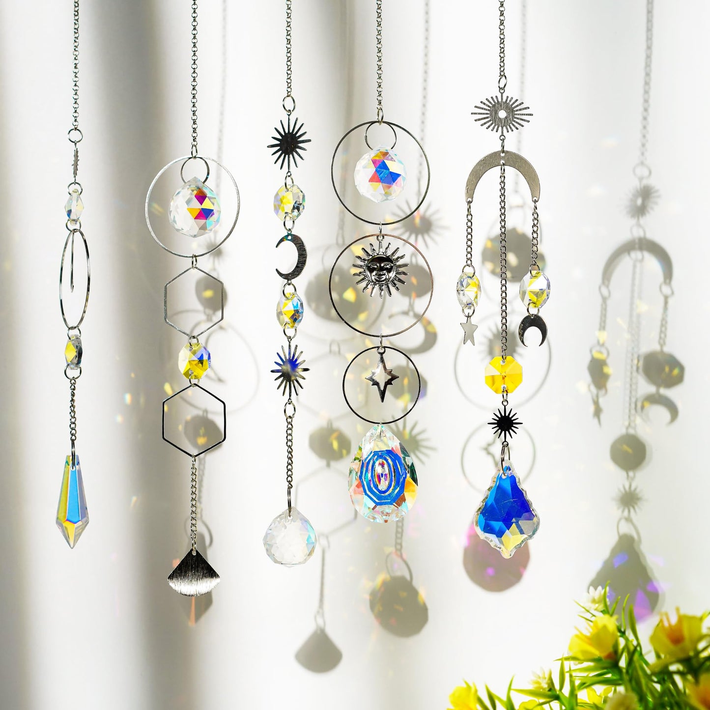H&D HYALINE & DORA Crystal Decorative Wind Spinner, Crystal Suncatcher Assembly Craft Kits, Rainbow Prisms Beads Pendant, Crystals Hanging for Home Garden Decor