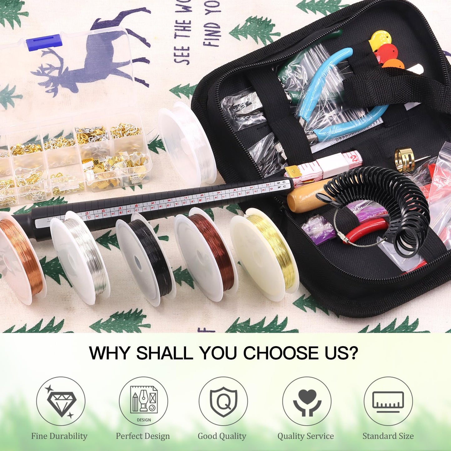 Keadic 947Pcss Jewelry Making Tool with Jewellery Findings Kit Includes Beading Wires, Mini Jewelry Pliers, Cord Ends, Lobster Clasps, Earring Hooks, Jump Rings, Eye Screw Pin for Adult and Beginners