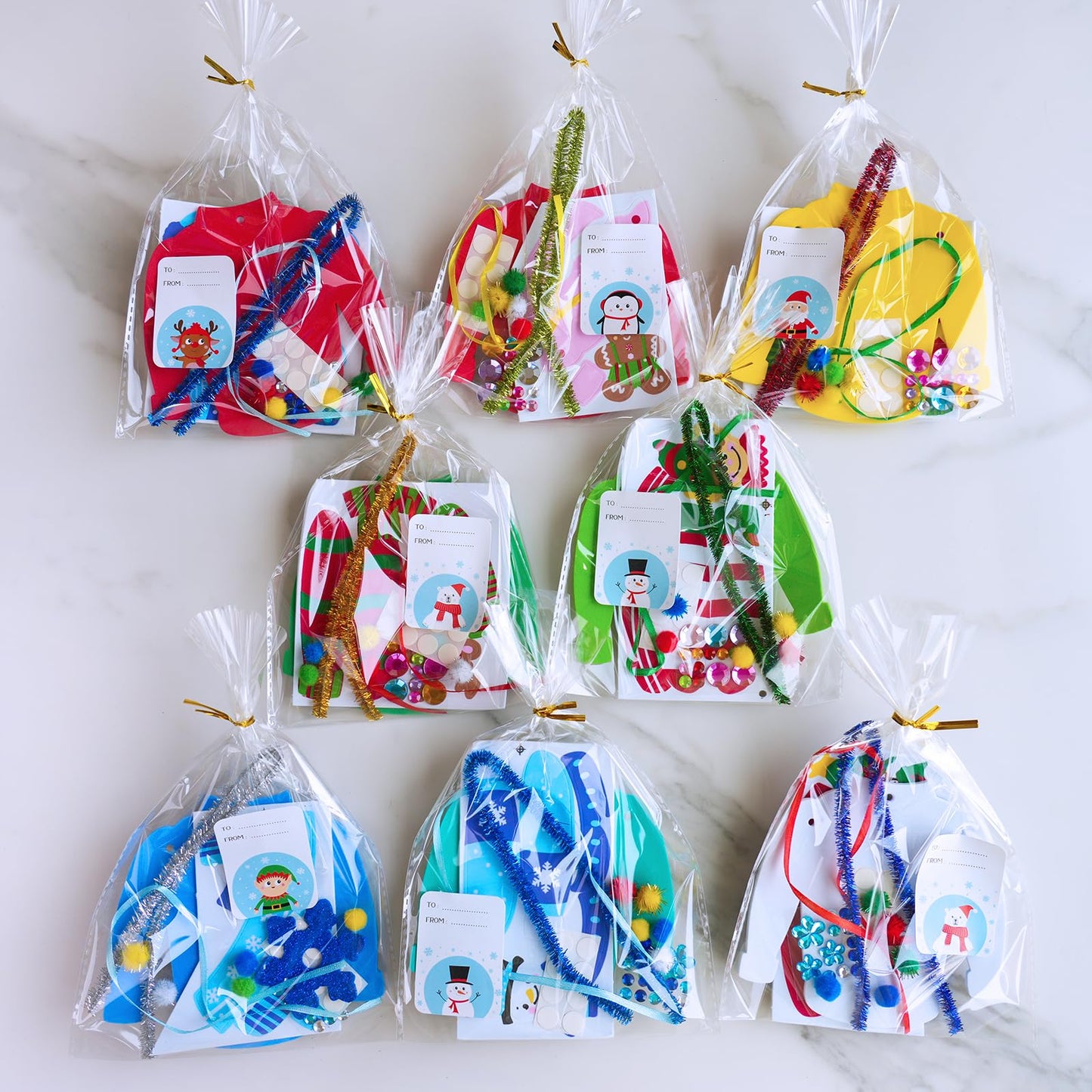 Winlyn 24 Sets Christmas Craft Kits Winter Crafts DIY Ugly Sweater Ornaments Decorations Festive Foam Stickers Christmas Arts and Crafts for Kids Holiday Home Classroom Art Activities Party Favors