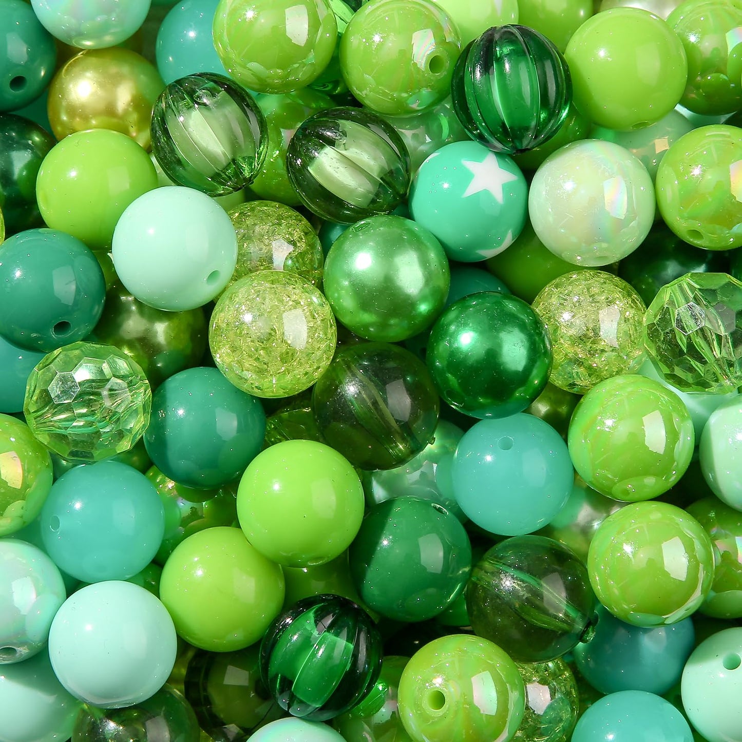 CYEENUT 20mm Acrylic Beads 120pcs Green Chunk Bubblegum Bead 20mm Multicolor Beadable Pen Ball Beads for Pen Bag Jewelry Making Necklace Bracelets (Green)