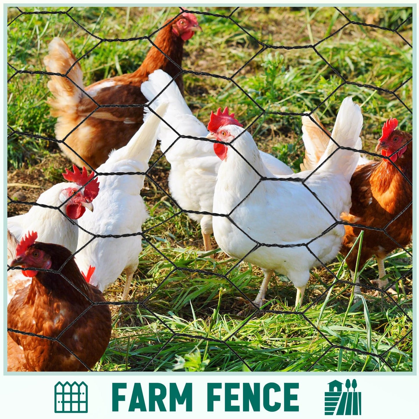 GlikCeil 36 in x 300 ft Chicken Wire Mesh Fencing for Floral Garden, 23 Gauge Black Galvanized Steel Wire, 1 Inch Hexagonal Hardware Cloth Netting for Farm Crafts Poultry Coop Barrier Rabbit Cage