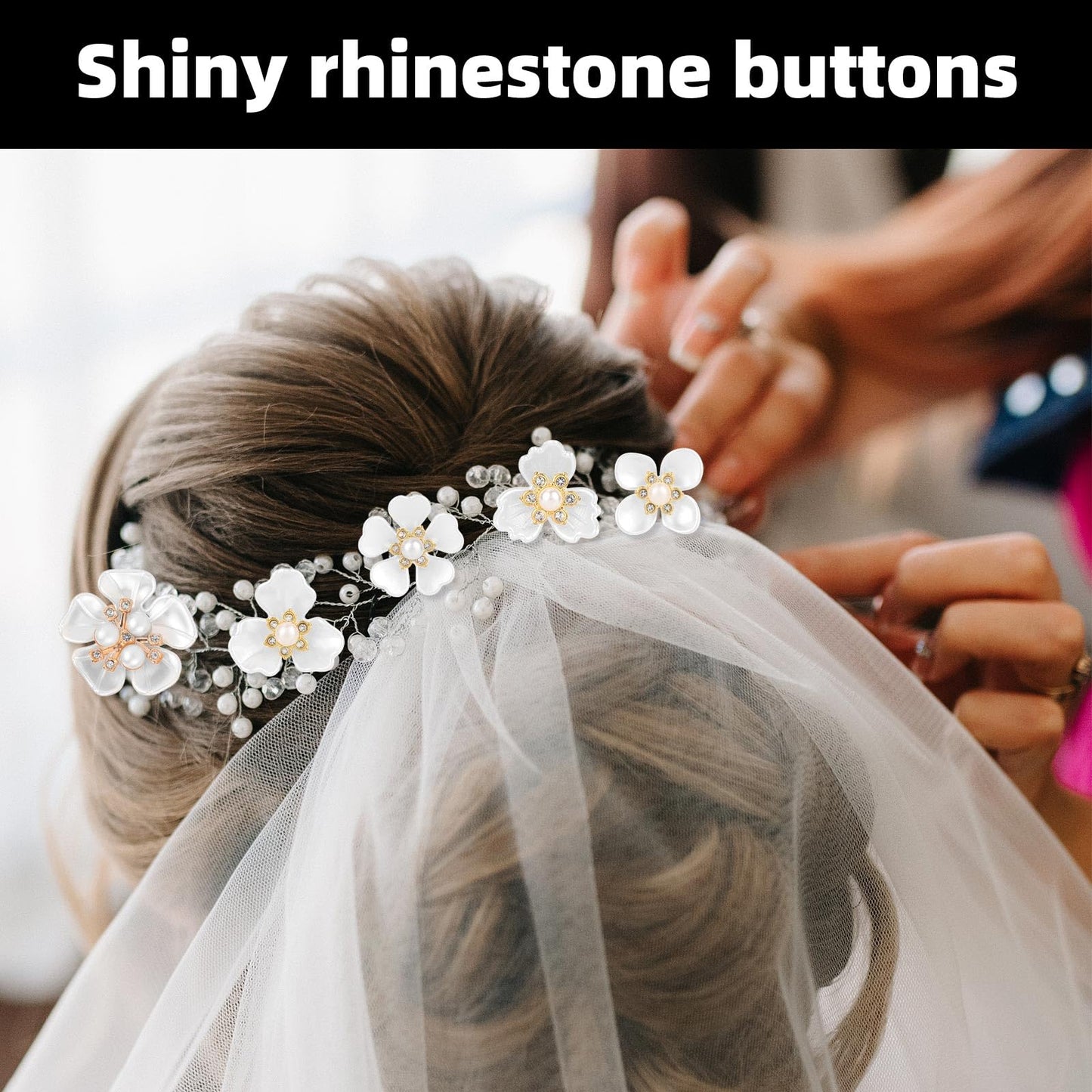 150pcs Rhinestone Pearl Buttons, 15 Styles Decorative Flat Back Flower Embellishments Faux Pearl Buttons for Crafts Jewelry Making Wedding Hair Accessories Bags Shoes Decor