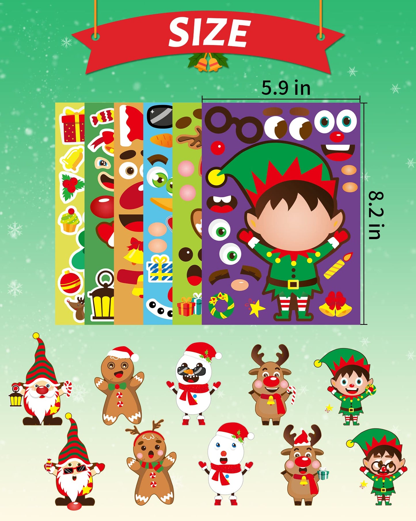 42 Sheets Christmas Party Favors Stickers, Christmas Crafts Make Your Own Sticker, Gifts for Classroom Student Stocking Stuffers Goodie Bag Activities Game Holiday Sticker for Kids