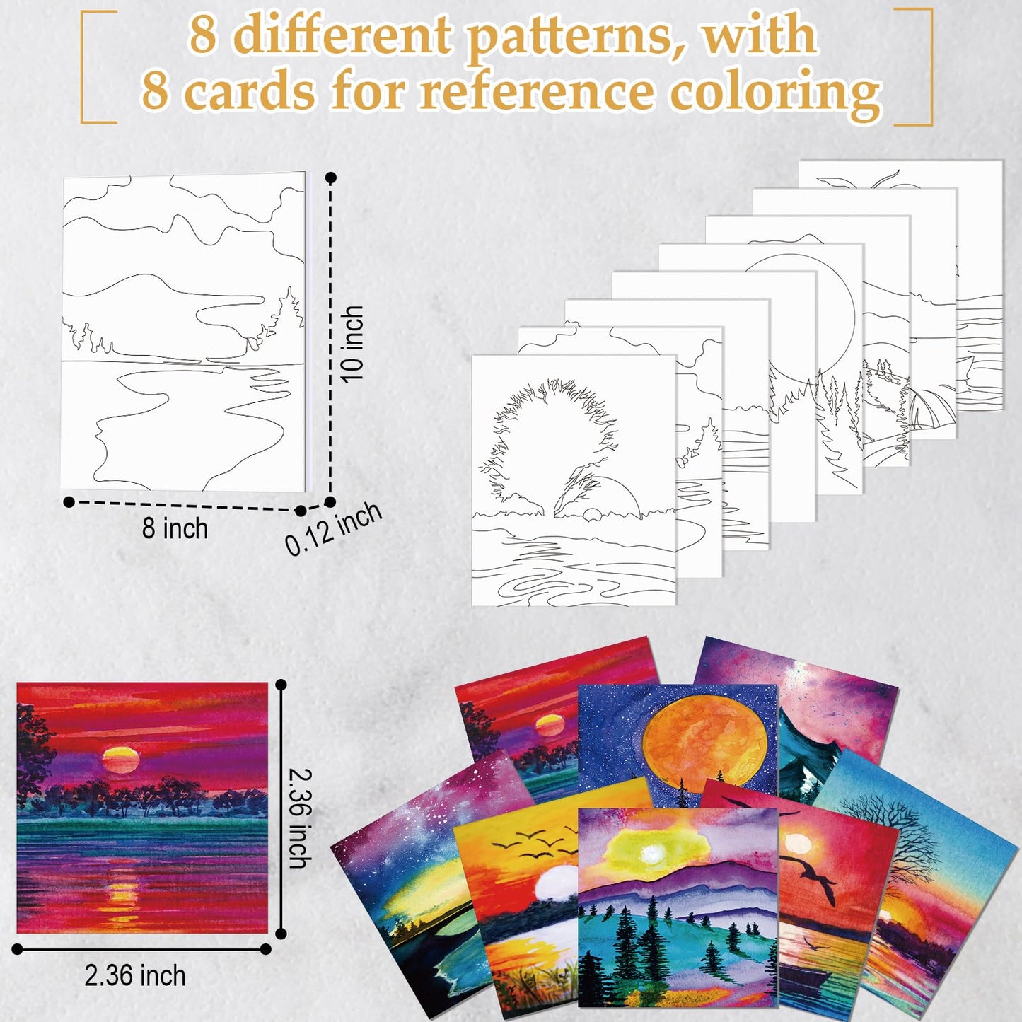 Cholemy 36 Pcs Paint and Sip Kit for Adults 8''x10'' Pre Drawn Canvas for Painting DIY Afro Acrylic Painting Kit Wood Easel Brushes Date Night Bulk for Father's Day Party Gifts(Mountain)