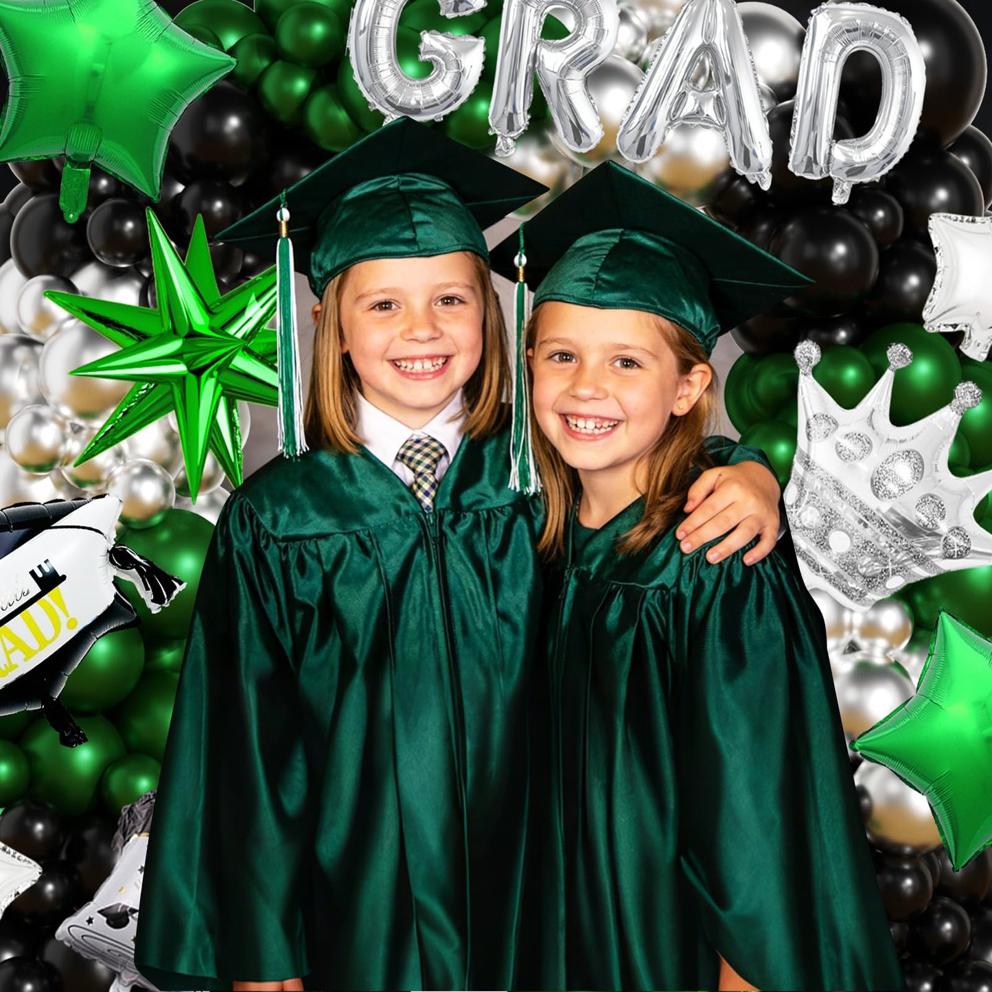 Graduation Balloon Arch Garland Kit Green Black Silver Graduation Decorations 2026 for College High School Class of 2026 Grad Party Prom Decor