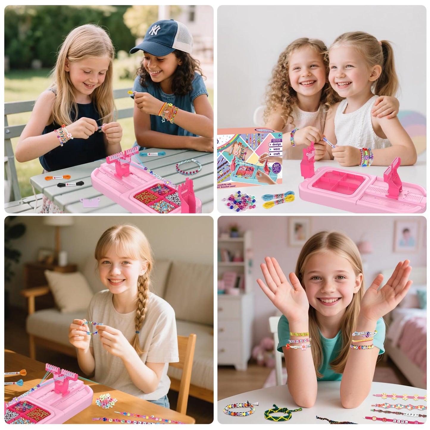IFLOVE Arts and Crafts for Kids Ages 8-12,Friendship Bracelet Making Kit for Girl,DIY Arts and Crafts Maker for Kids,Jewelry Making Kit Christmas Gifts for Ages 6 7 8 9 10 11 12 Year Old (Rose)
