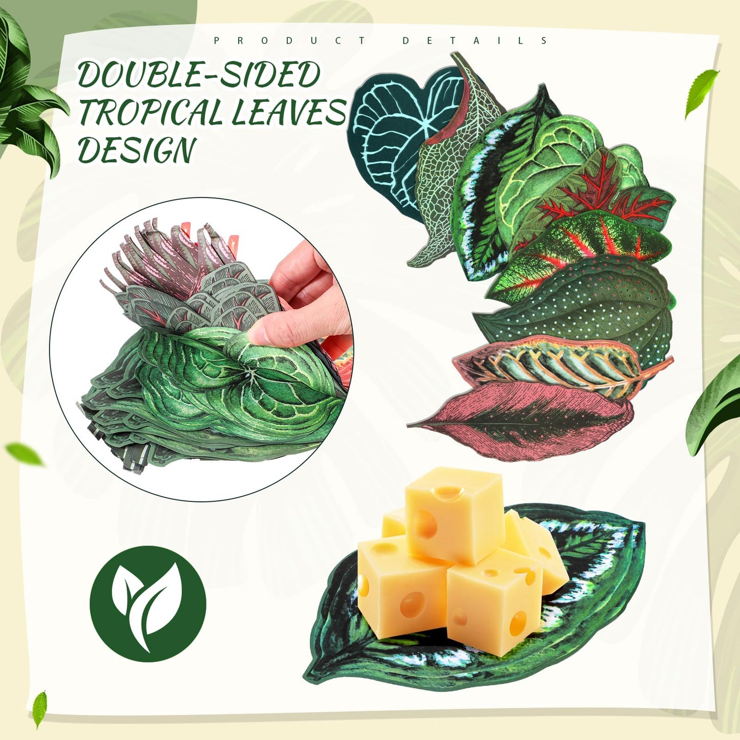 Gersoniel 180 Pcs Parchment Paper Leaves, 8.66 in Charcuterie Board Tropical Parchment Paper Leaves Cheese Decorative Parchment for Table Festival Tropical Party Serving