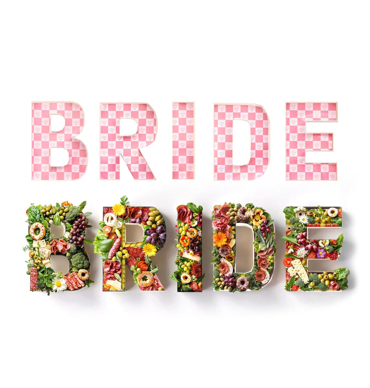 Pop Fizz Designs Charcuterie Board Letters I Baby or Bridal Shower Food Trays I Decorations Cardboard Letters for Charcuterie I Food Display Fillable Letters (Bride)