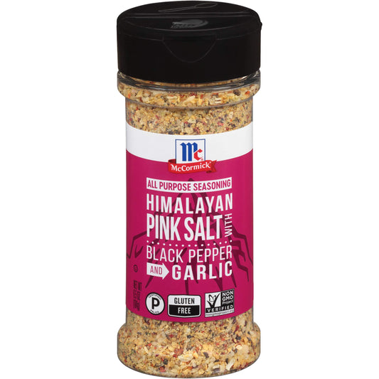 McCormick Himalayan Pink Salt with Black Pepper and Garlic All Purpose Seasoning, 6.5 oz (Pack of 6)
